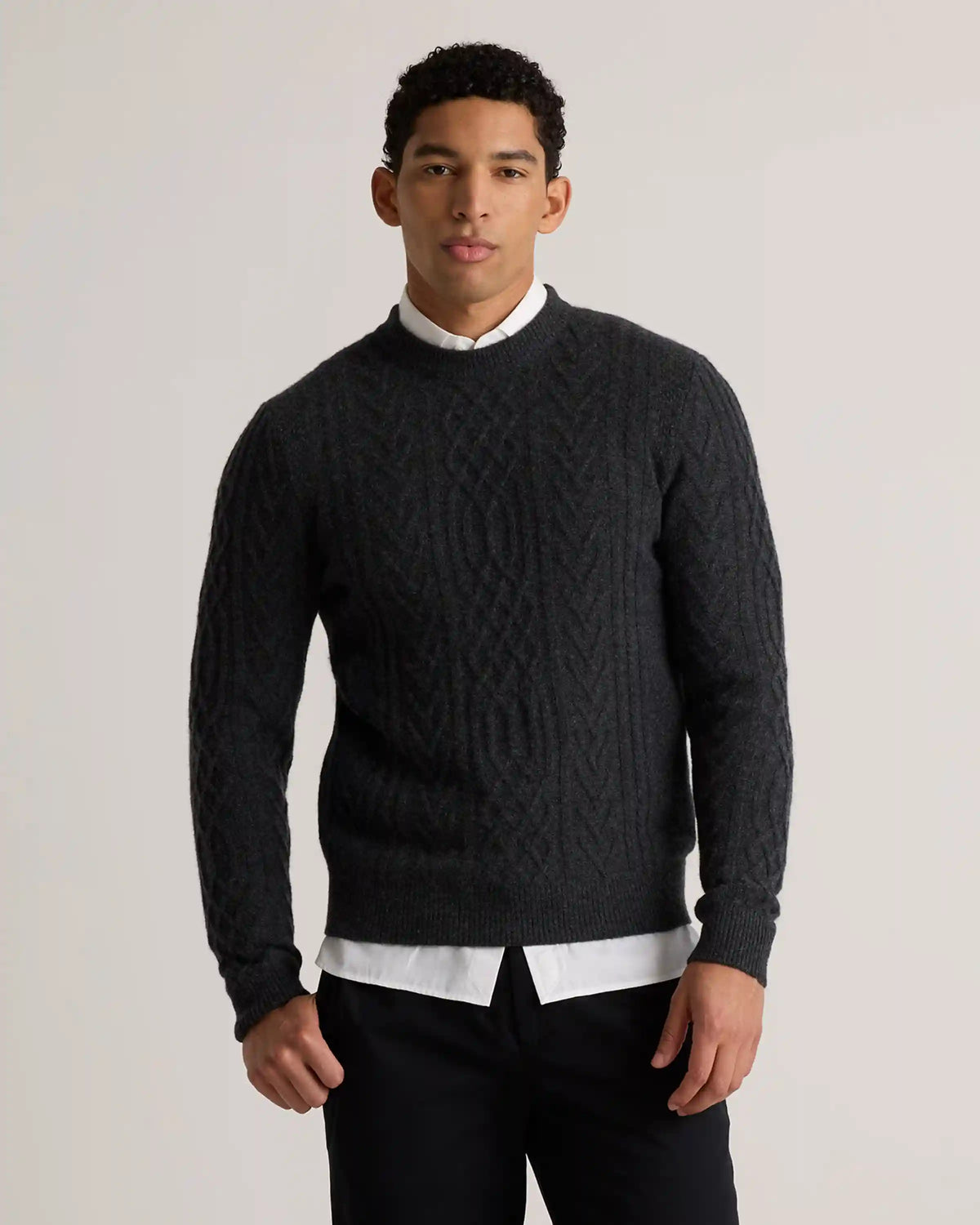 Mongolian Cashmere Cable Crewneck Sweater