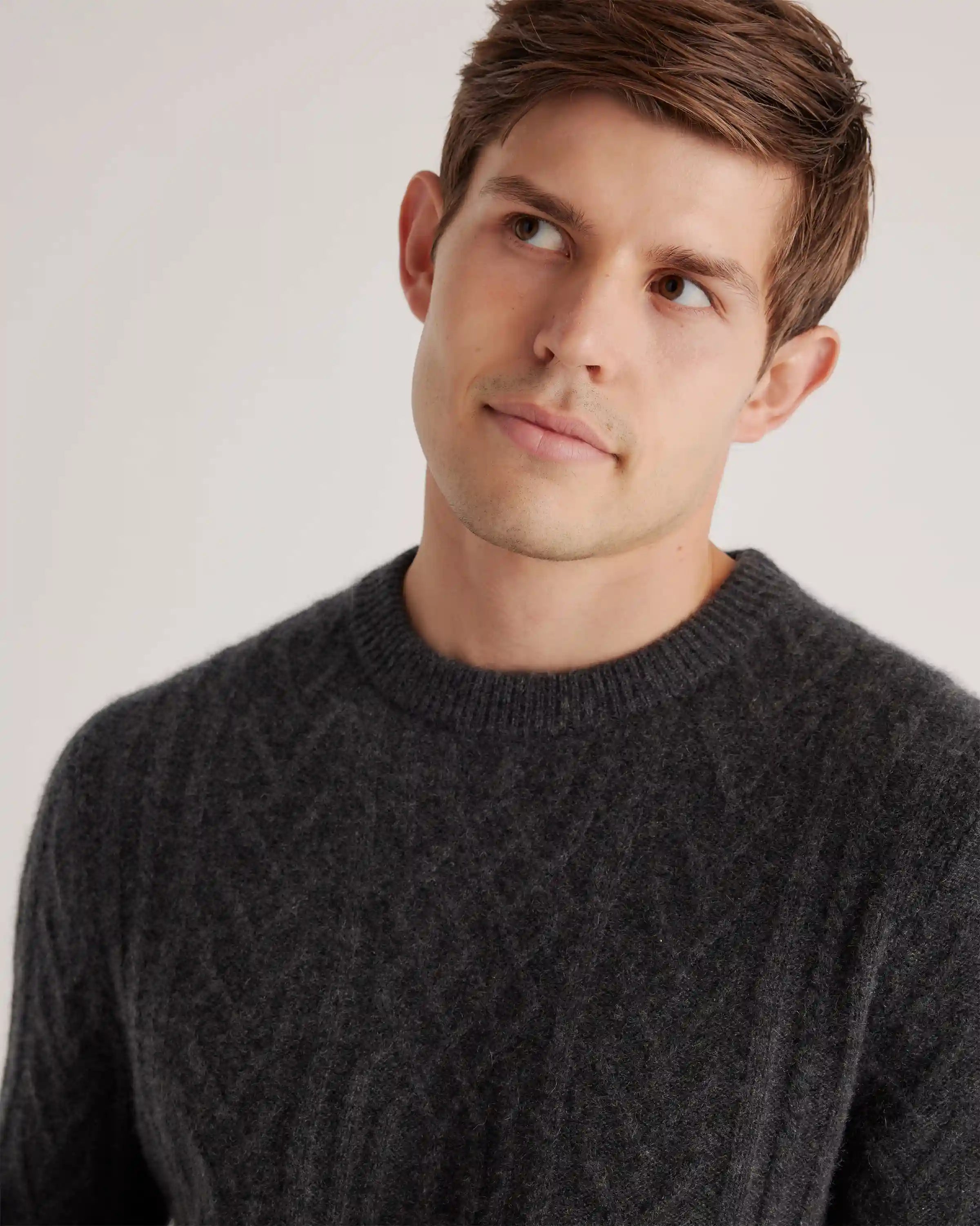 Mongolian Spring Cashmere Cable Crewneck Sweater