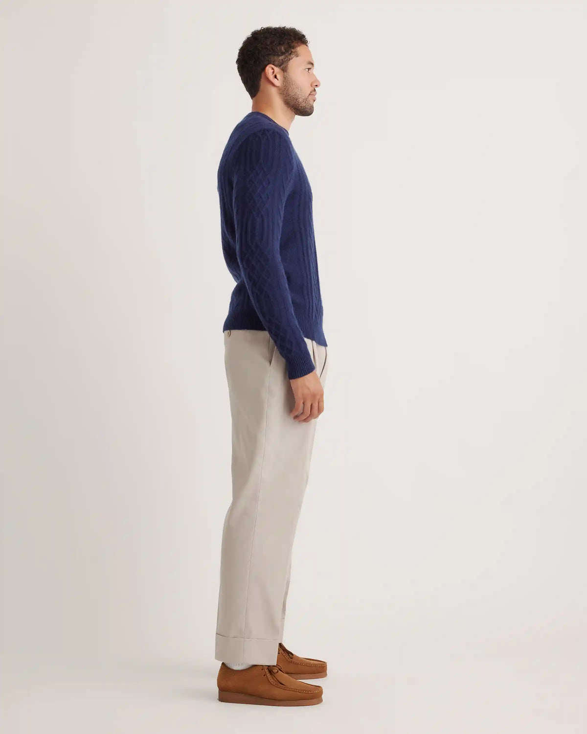 Mongolian Spring Cashmere Cable Crewneck Sweater