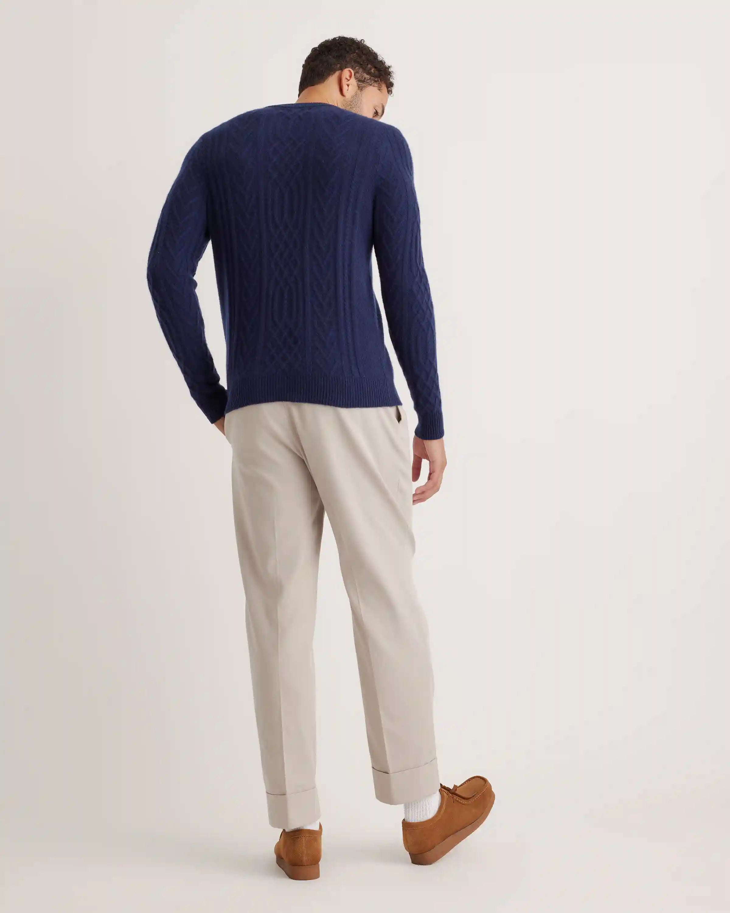 Mongolian Spring Cashmere Cable Crewneck Sweater