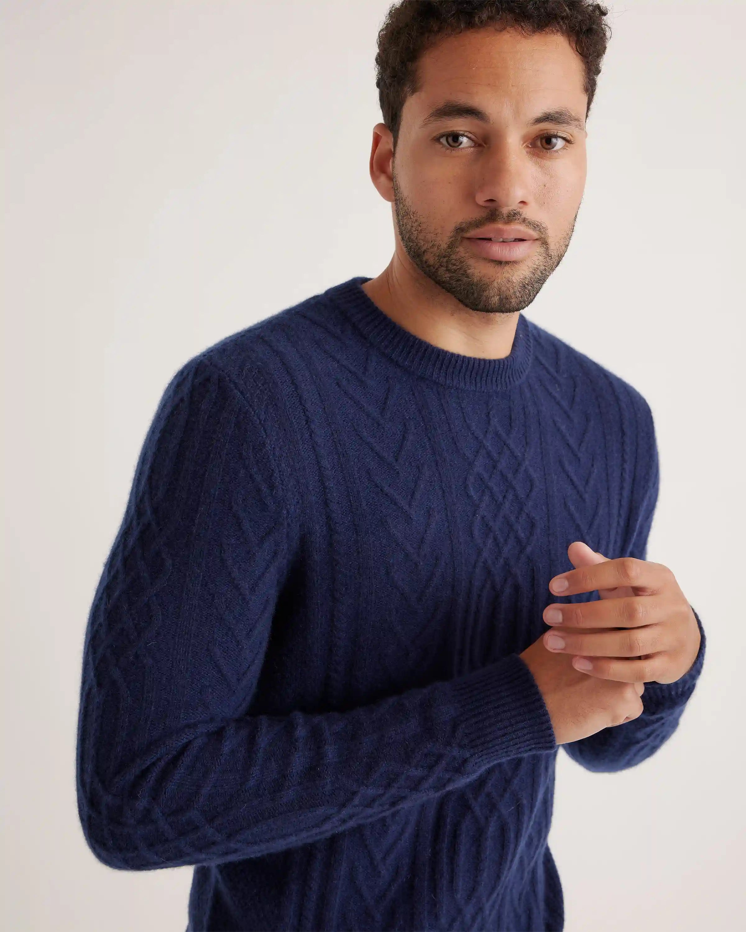 Mongolian Spring Cashmere Cable Crewneck Sweater