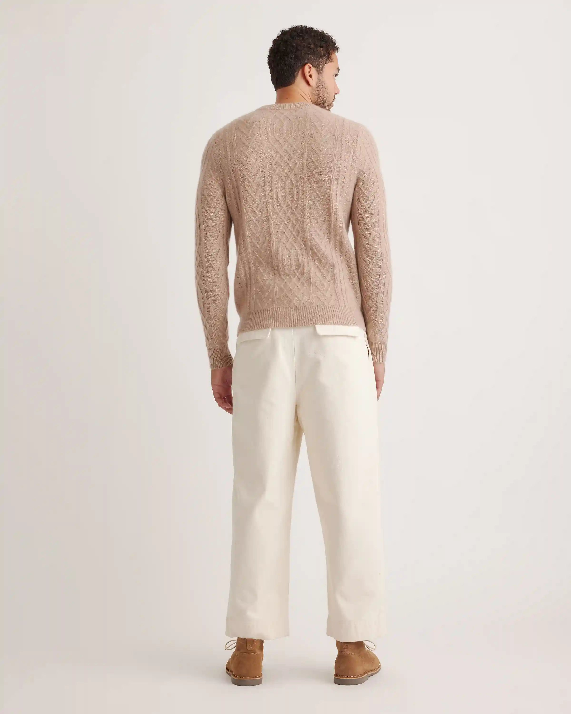Mongolian Cashmere Cable Crewneck Sweater