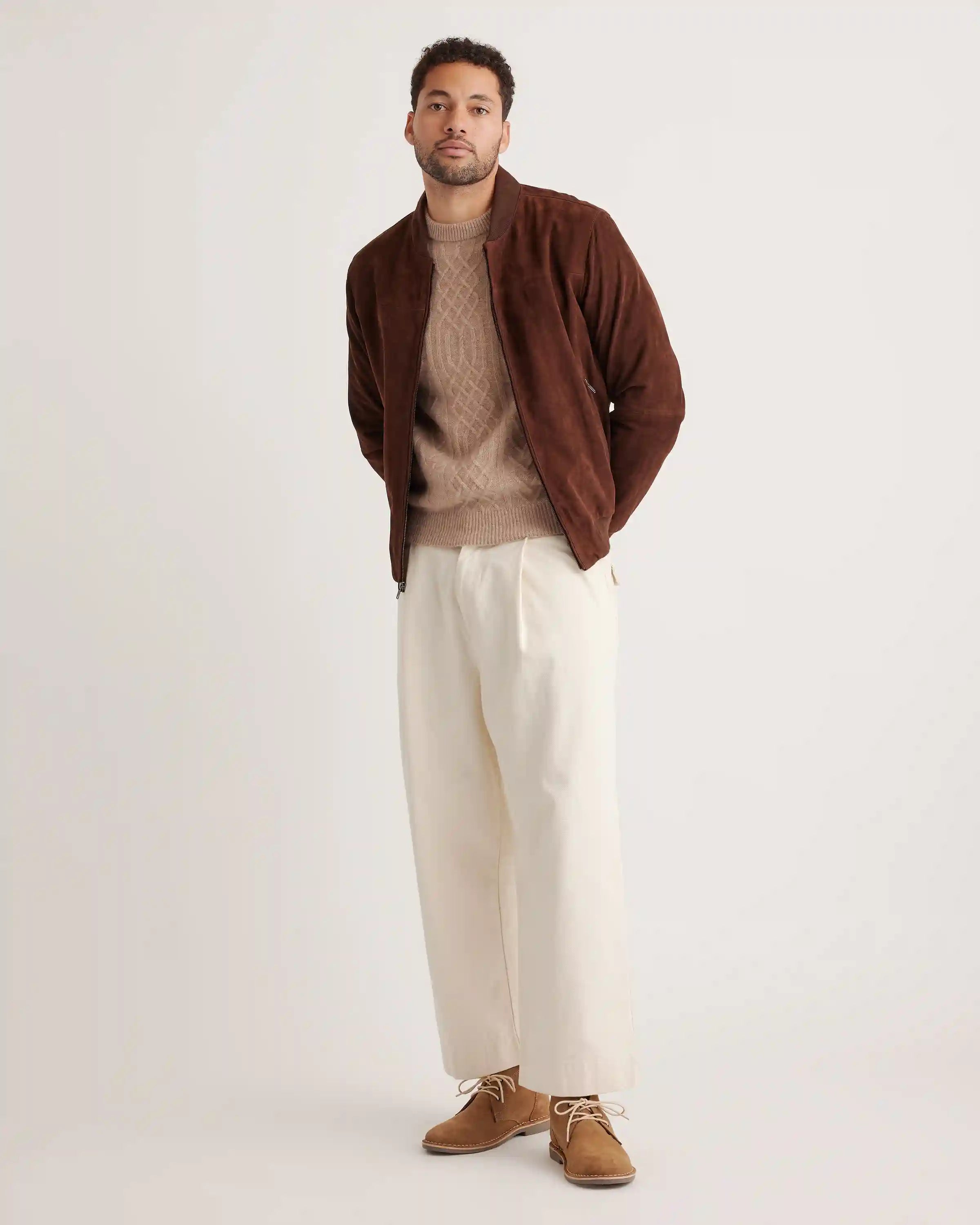 Mongolian Cashmere Cable Crewneck Sweater
