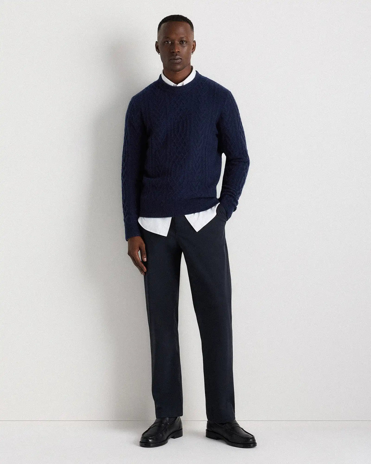 Mongolian Cashmere Cable Crewneck Sweater