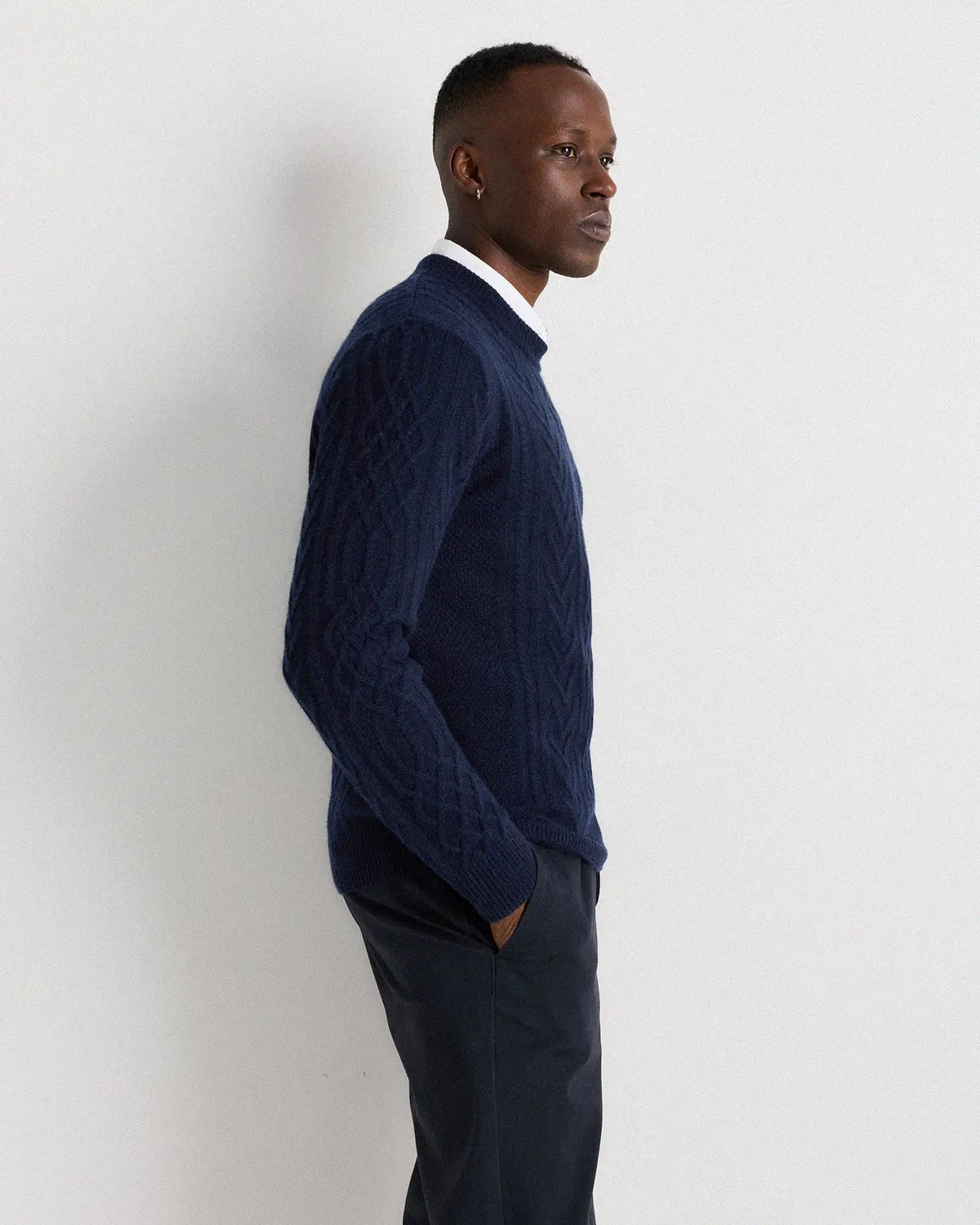 Mongolian Cashmere Cable Crewneck Sweater