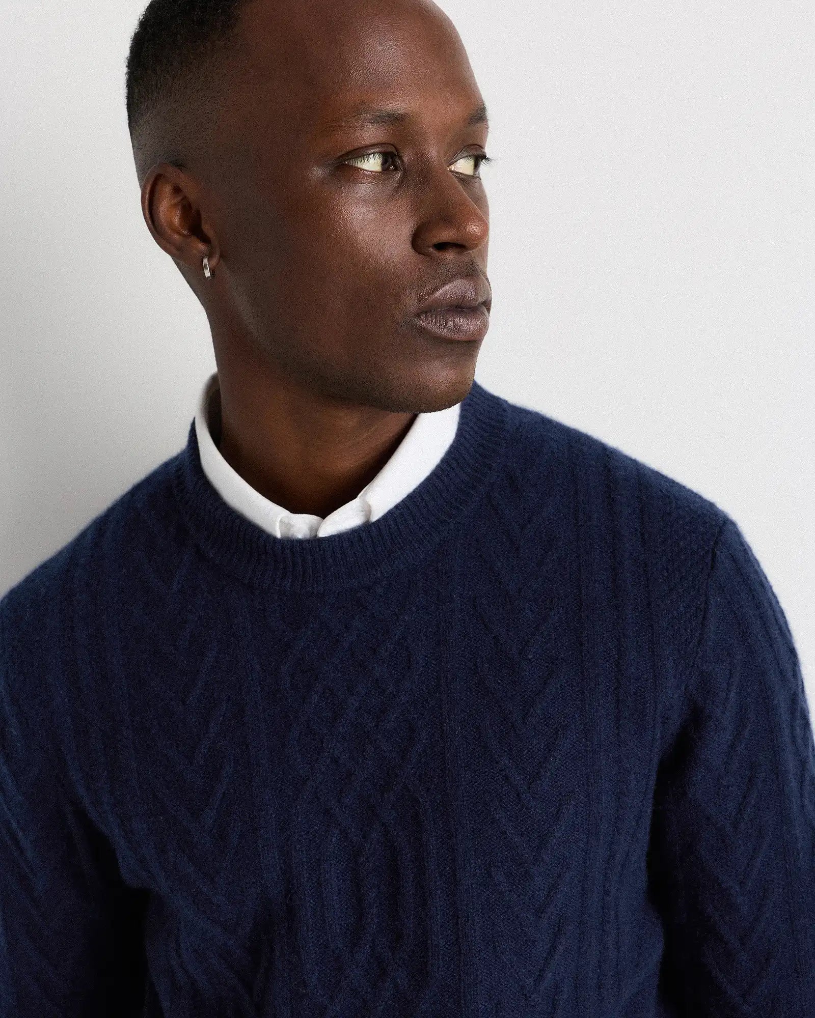 Mongolian Cashmere Cable Crewneck Sweater