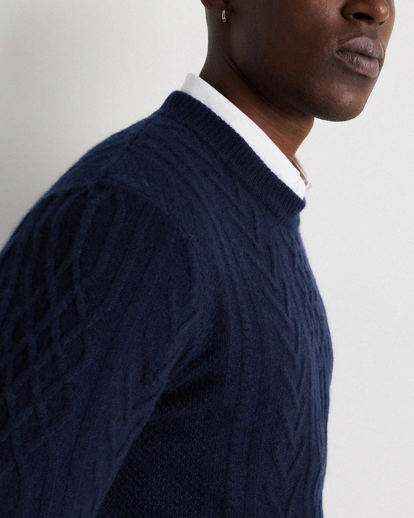 Mongolian Cashmere Cable Crewneck Sweater