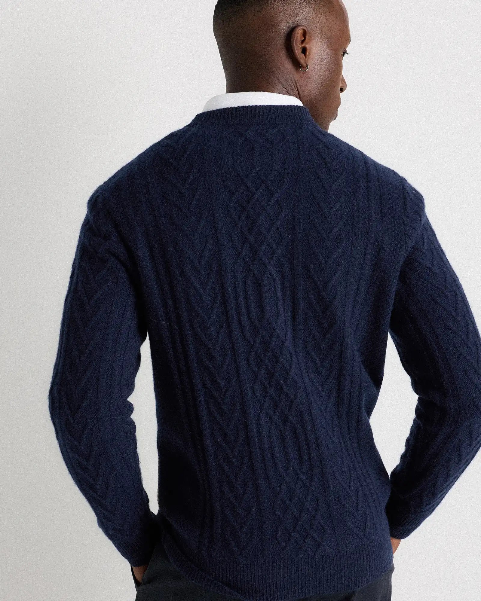 Mongolian Cashmere Cable Crewneck Sweater