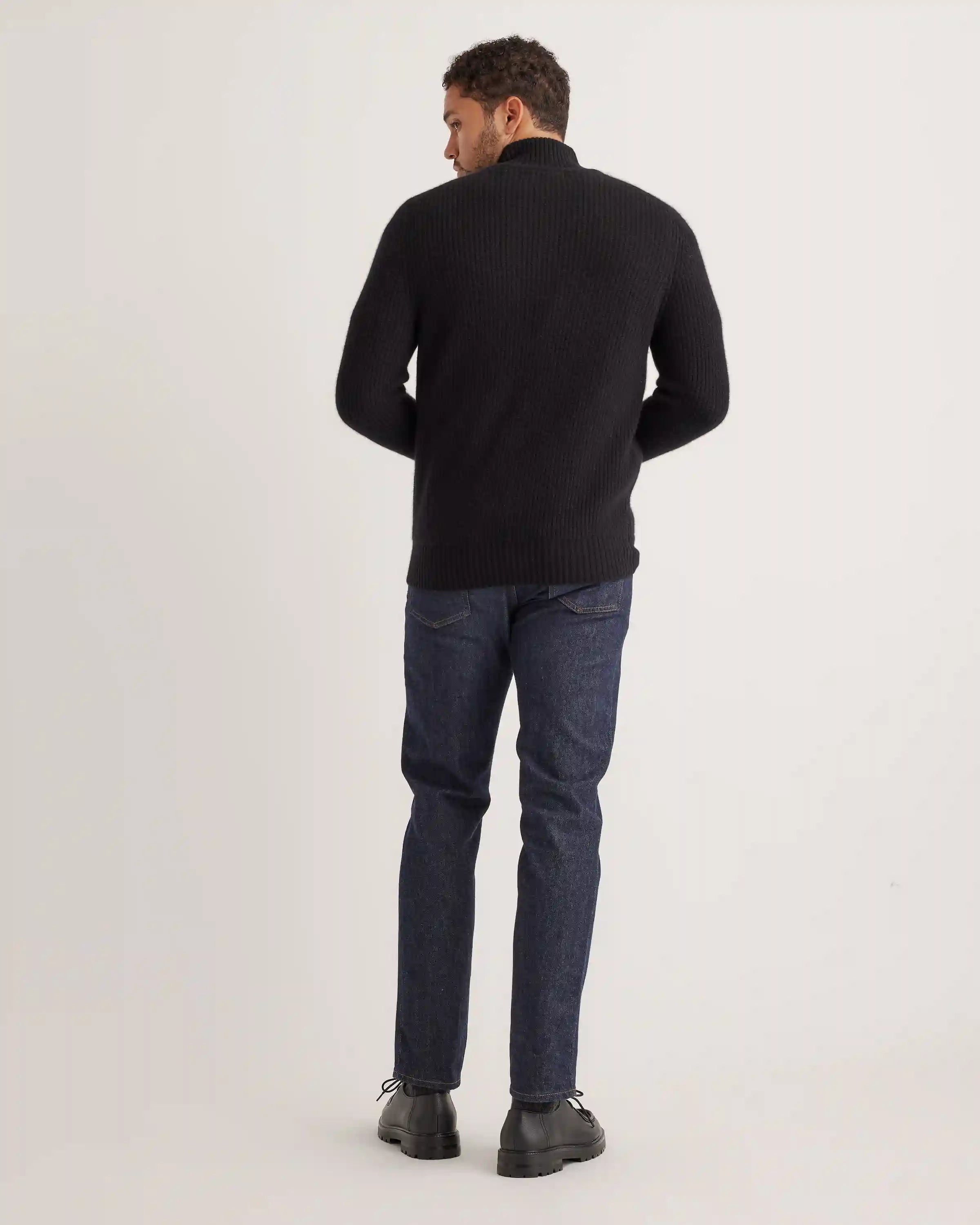 Mongolian Cashmere Fisherman Full Zip Sweater
