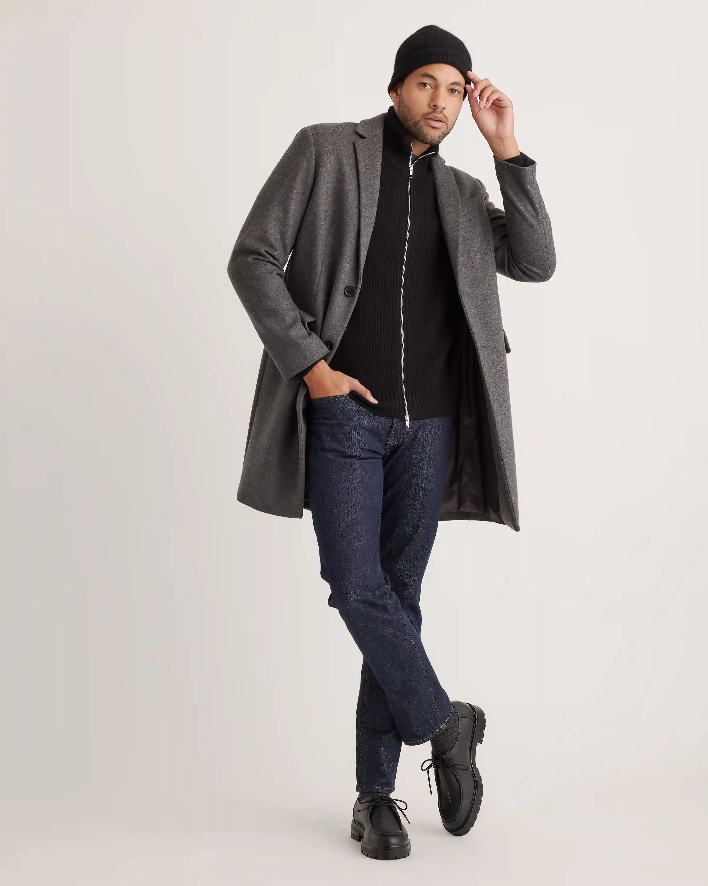 Mongolian Cashmere Fisherman Full Zip Sweater