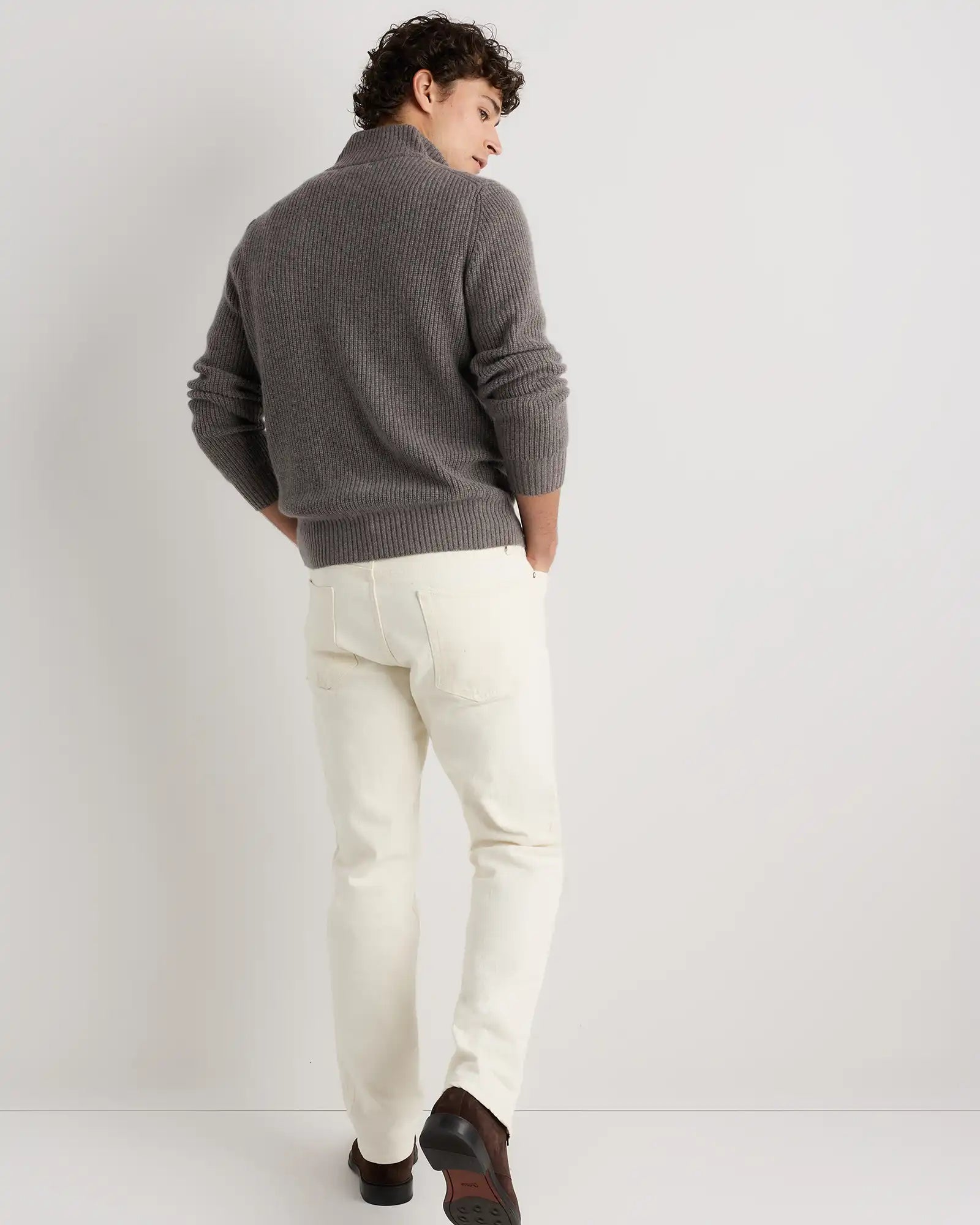 Mongolian Cashmere Fisherman Full Zip Sweater