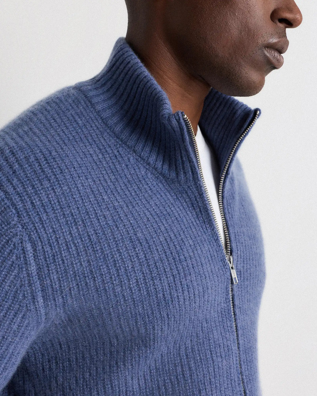 Mongolian Cashmere Fisherman Full Zip Sweater
