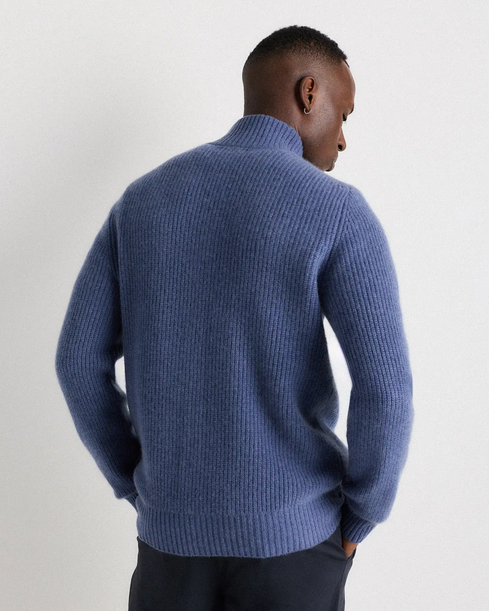 Mongolian Cashmere Fisherman Full Zip Sweater