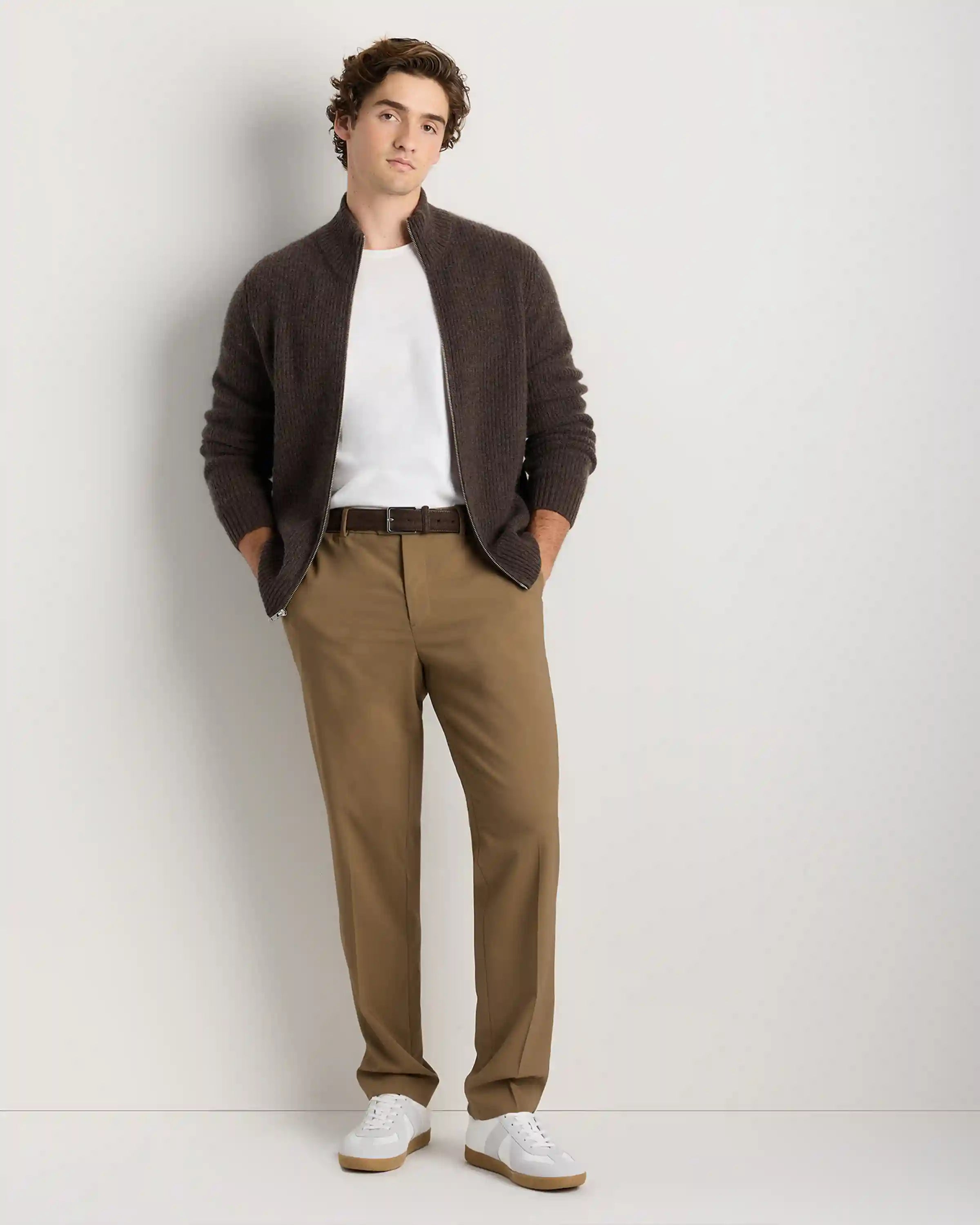 Mongolian Cashmere Fisherman Full Zip Sweater