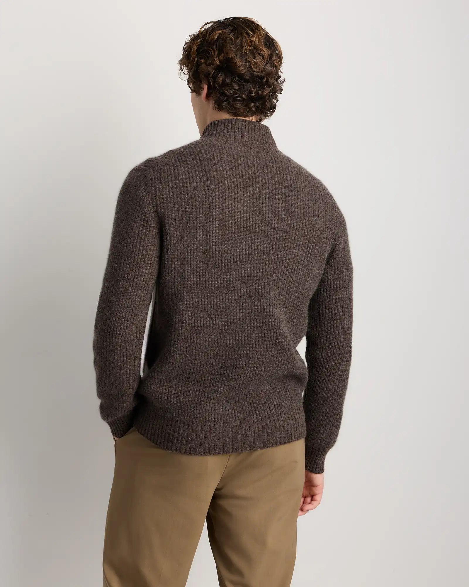 Mongolian Cashmere Fisherman Full Zip Sweater