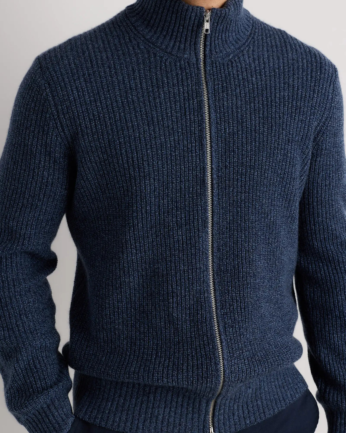 Mongolian Cashmere Fisherman Full Zip Sweater