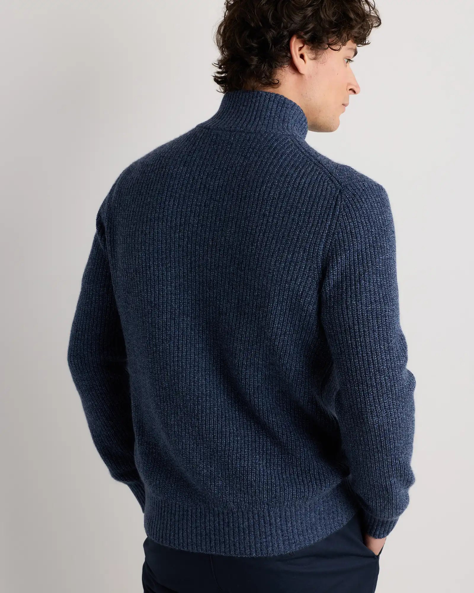 Mongolian Cashmere Fisherman Full Zip Sweater