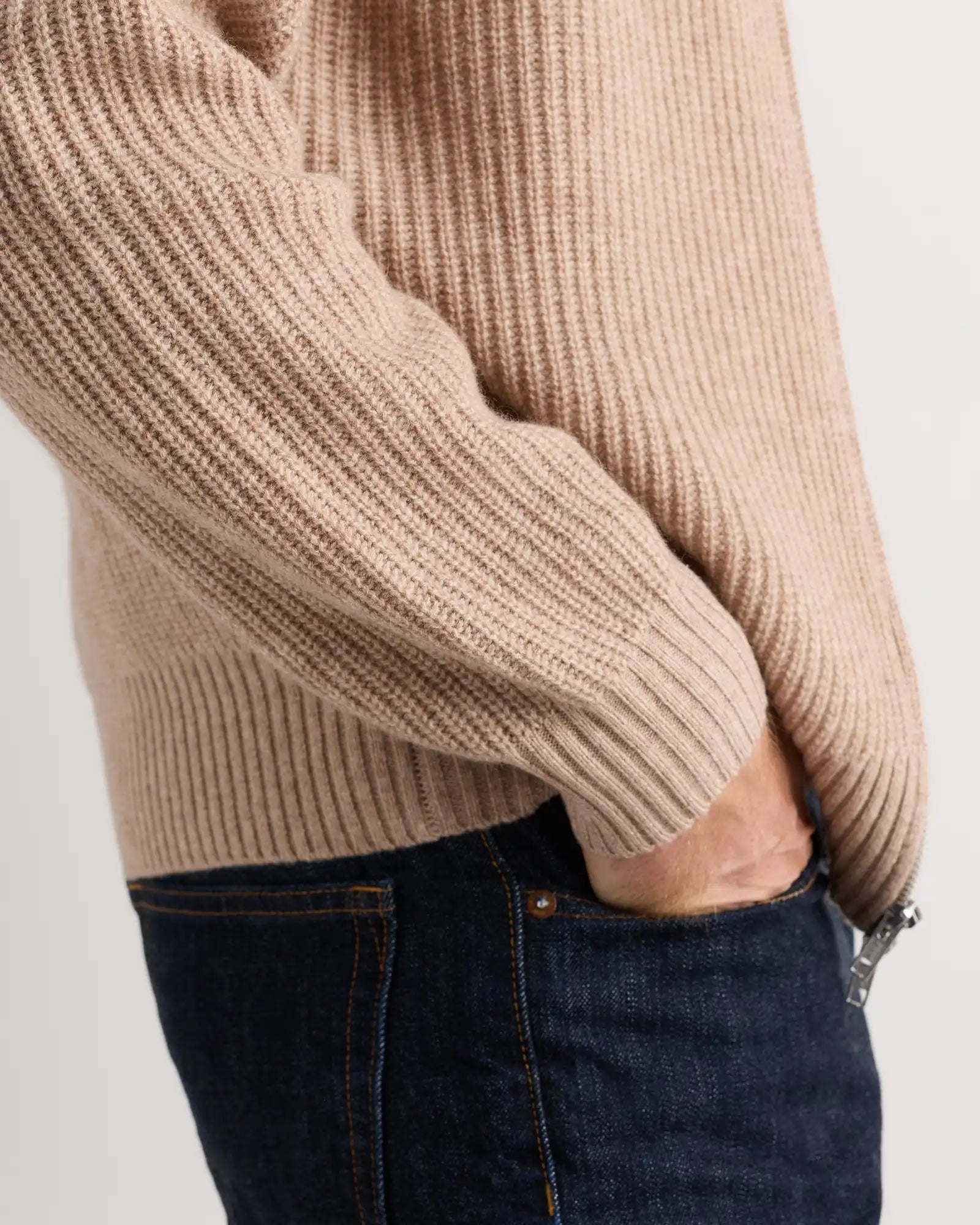 Mongolian Cashmere Fisherman Full Zip Sweater