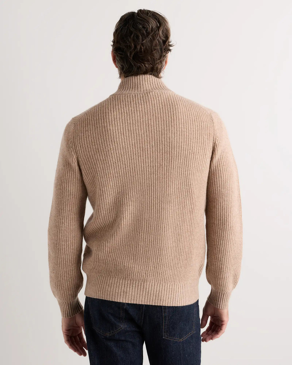 Mongolian Cashmere Fisherman Full Zip Sweater