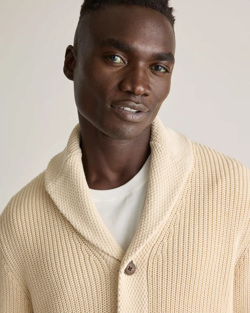 100% Organic Cotton Shawl-Collar Cardigan Sweater