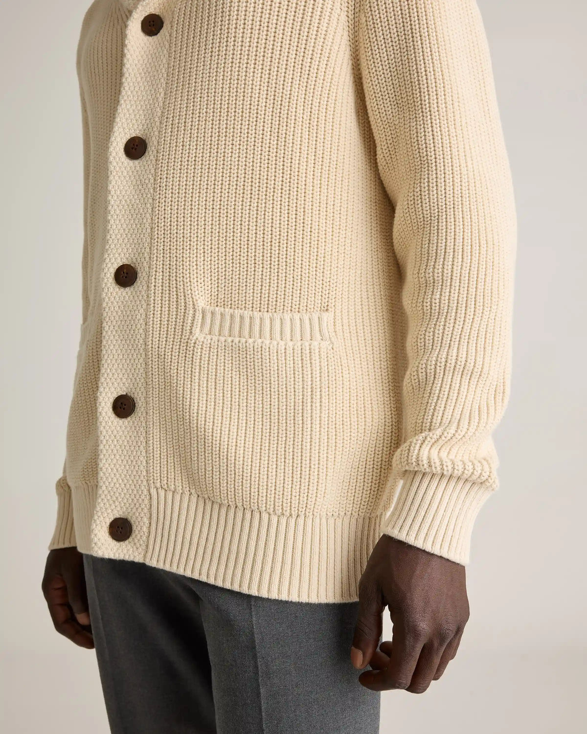 100% Organic Cotton Shawl-Collar Cardigan Sweater