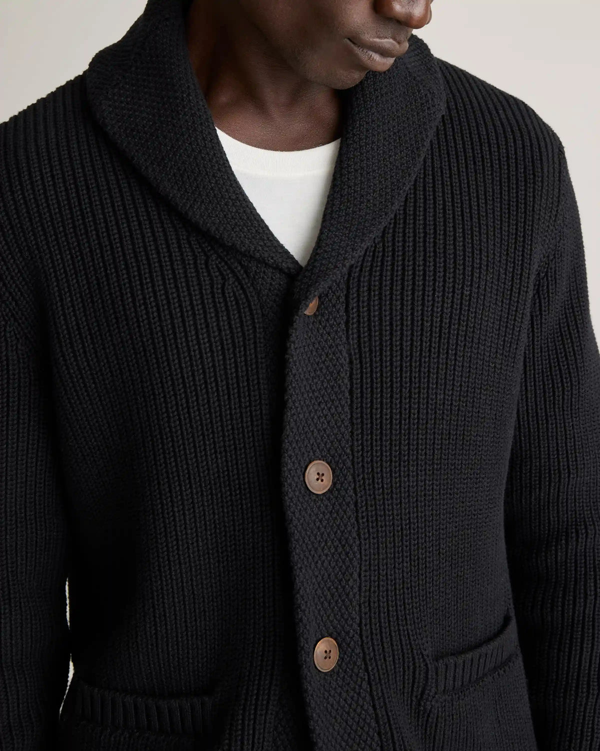 100% Organic Cotton Shawl-Collar Cardigan Sweater