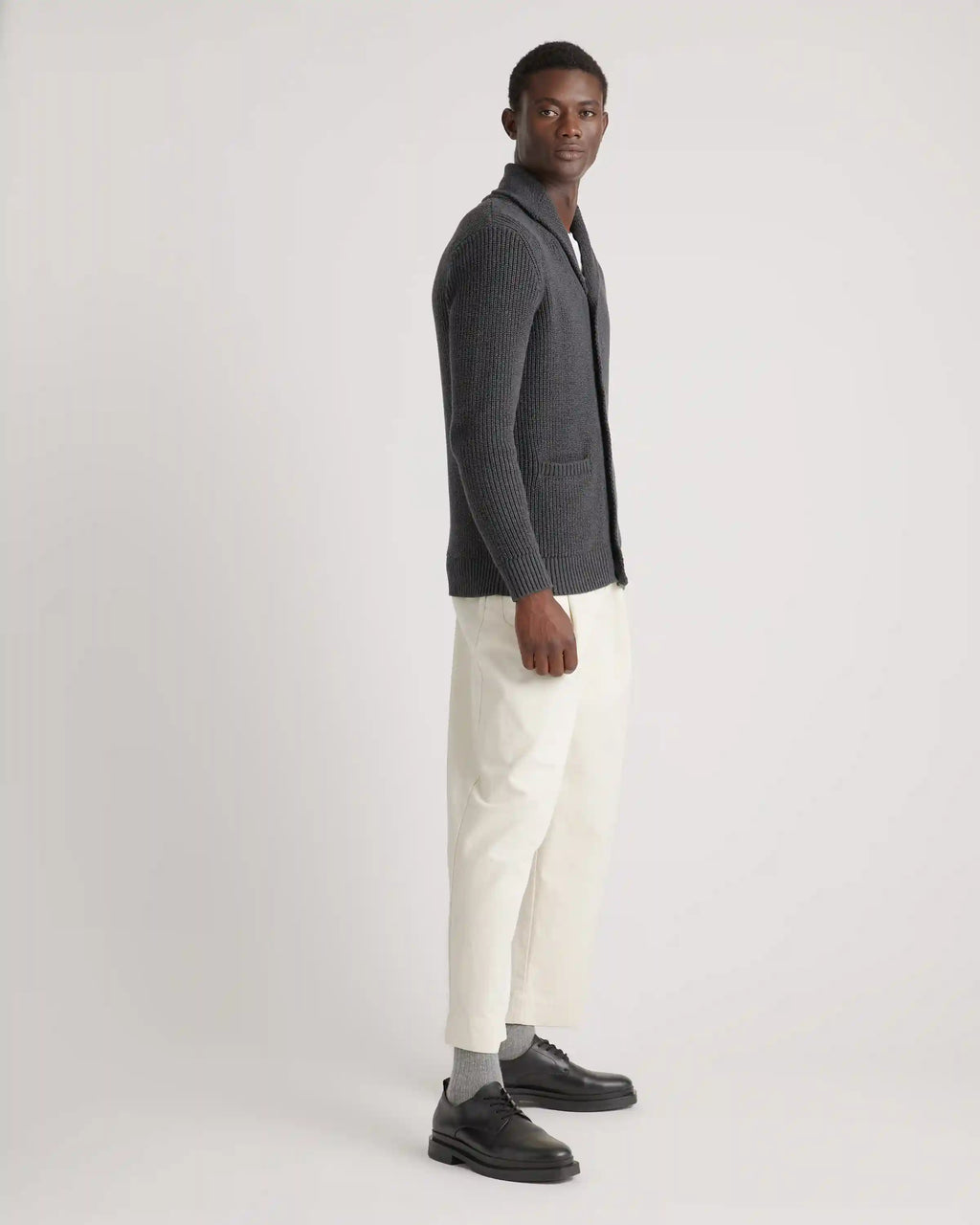 100% Organic Cotton Shawl-Collar Cardigan Sweater