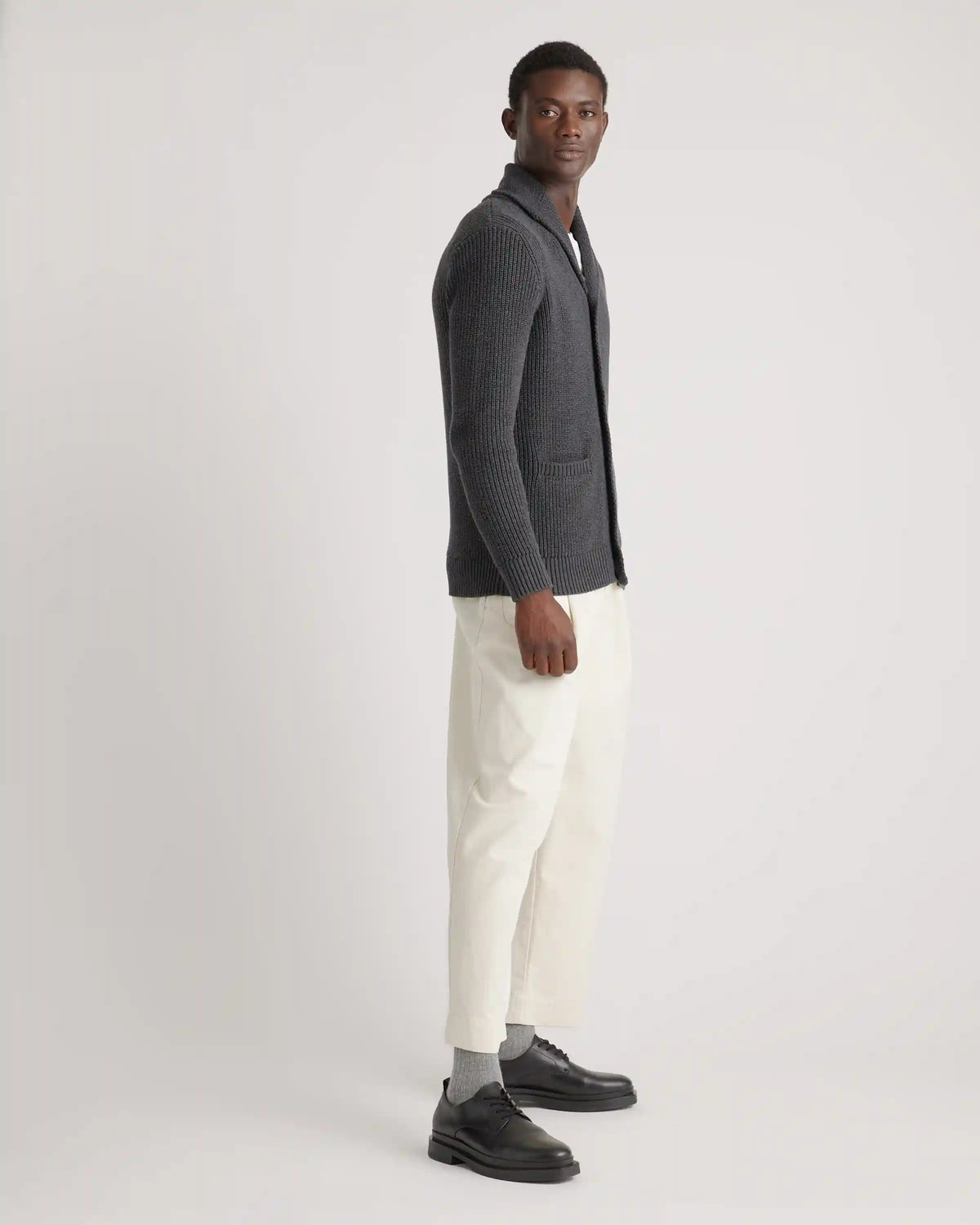 100% Organic Cotton Shawl-Collar Cardigan Sweater