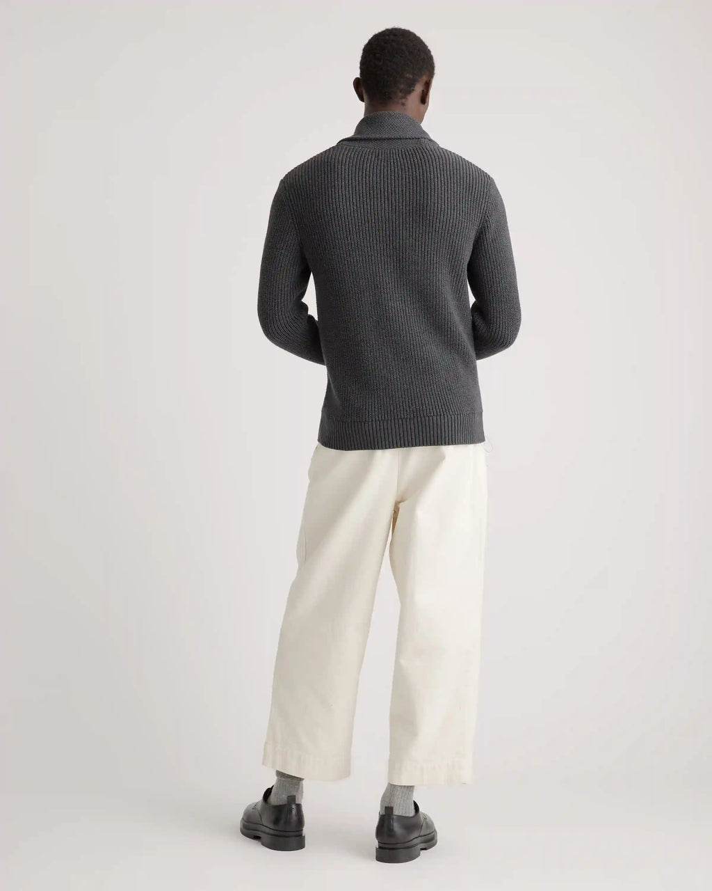 100% Organic Cotton Shawl-Collar Cardigan Sweater