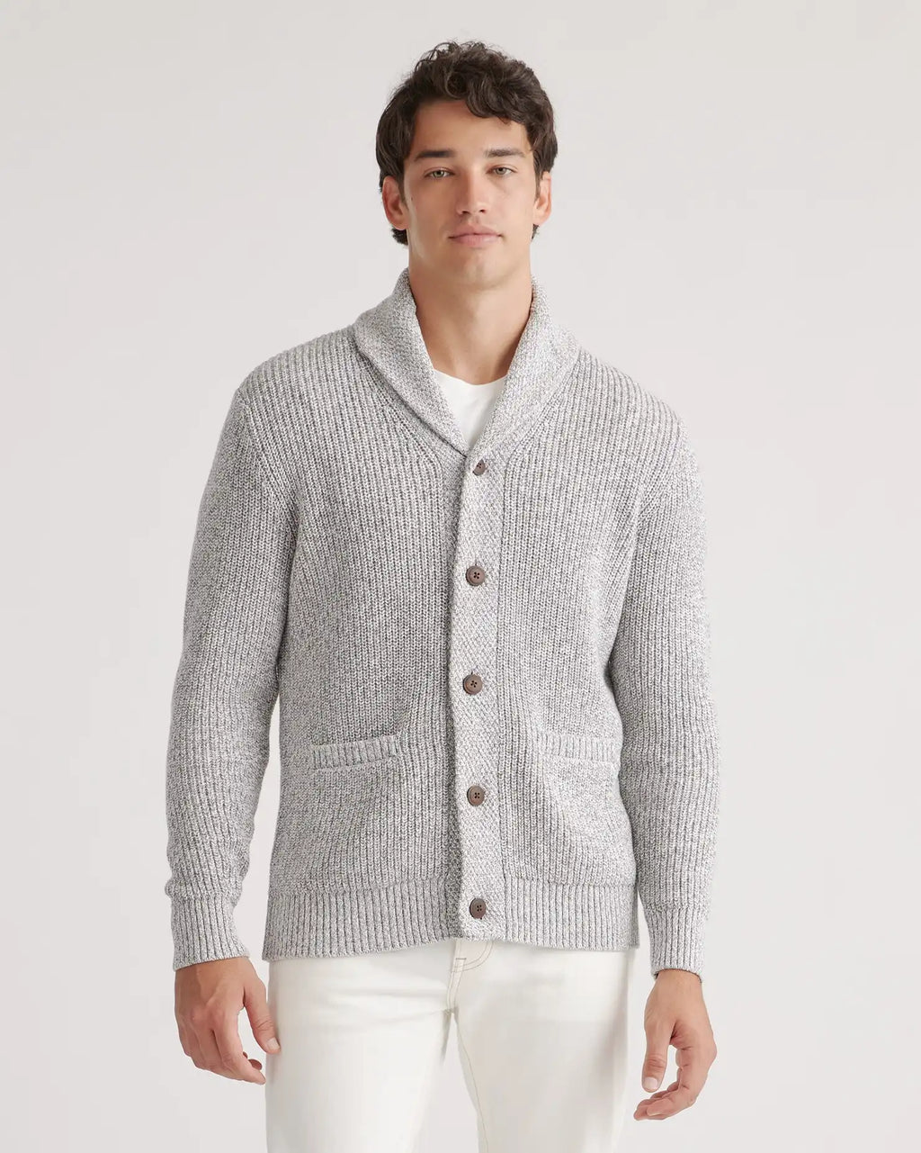 100% Organic Cotton Shawl-Collar Cardigan Sweater