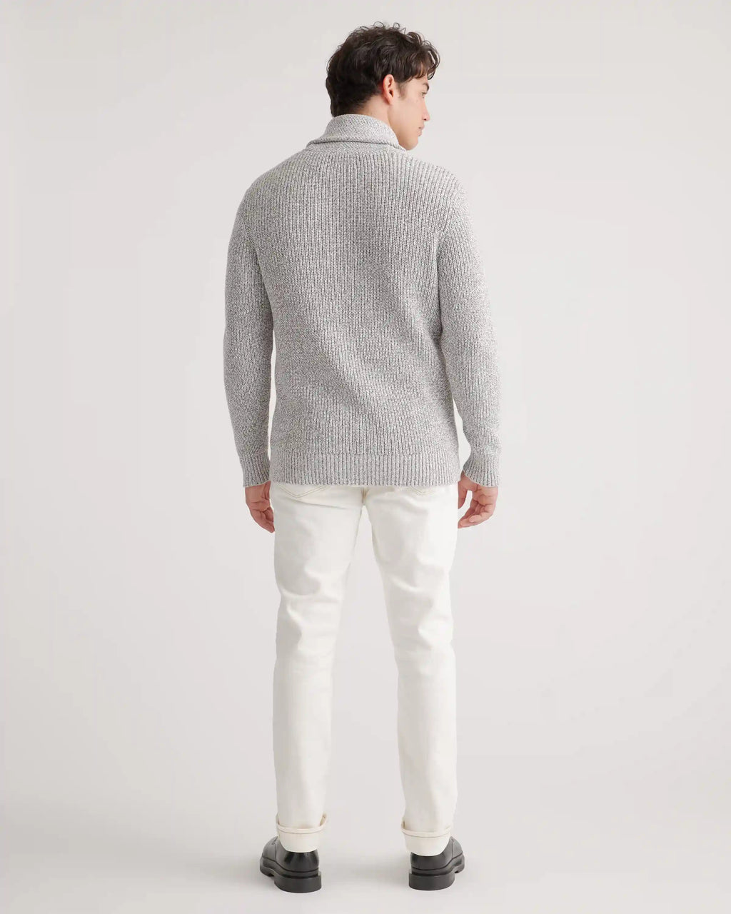 100% Organic Cotton Shawl-Collar Cardigan Sweater