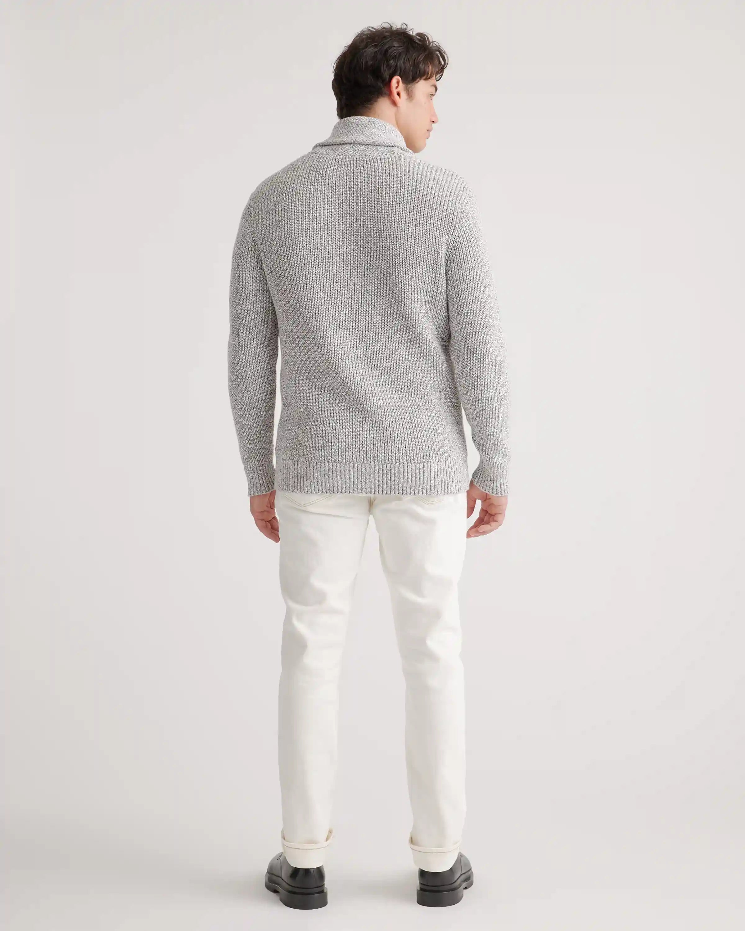 100% Organic Cotton Shawl-Collar Cardigan Sweater