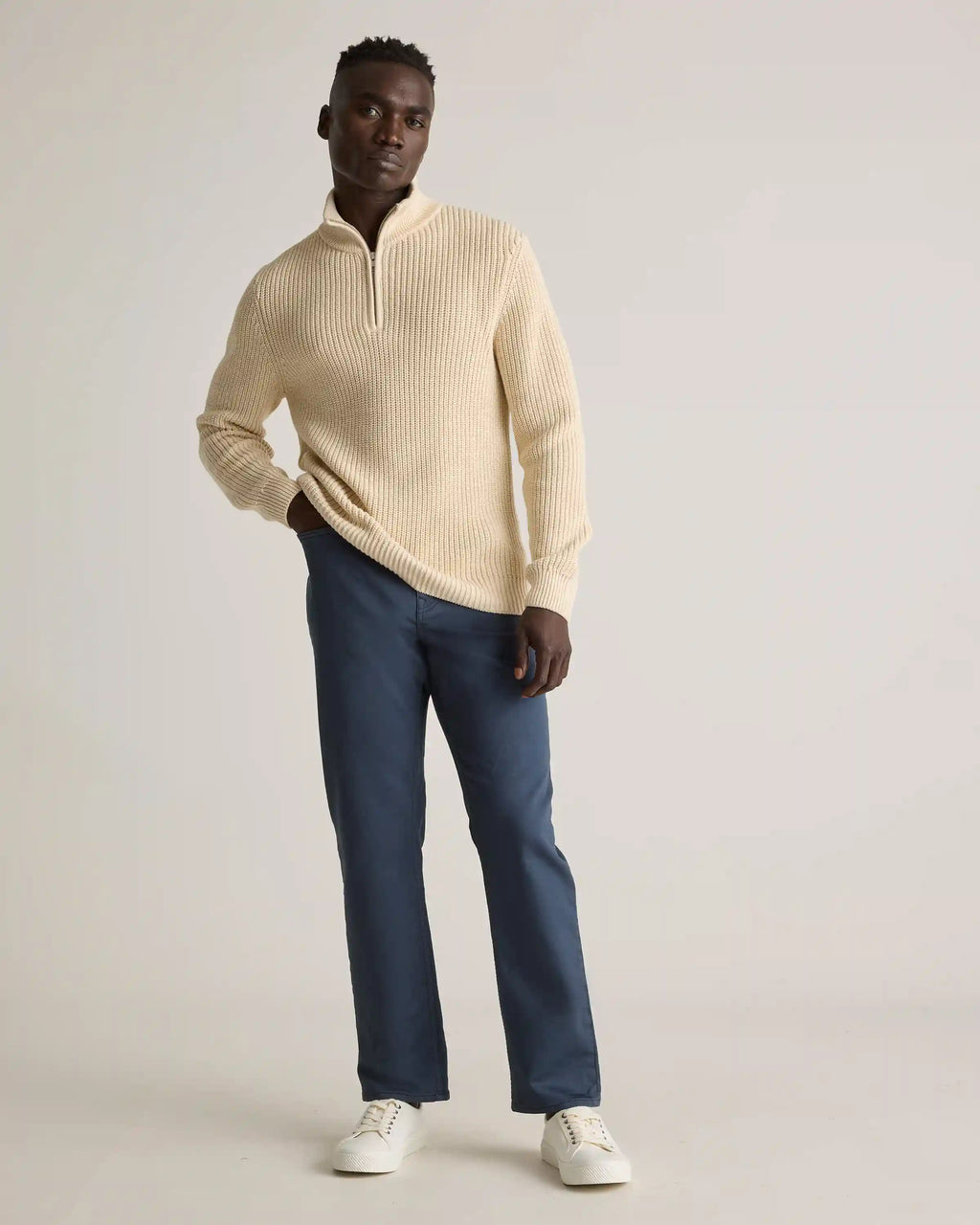 100% Organic Cotton Fisherman Quarter-Zip Sweater