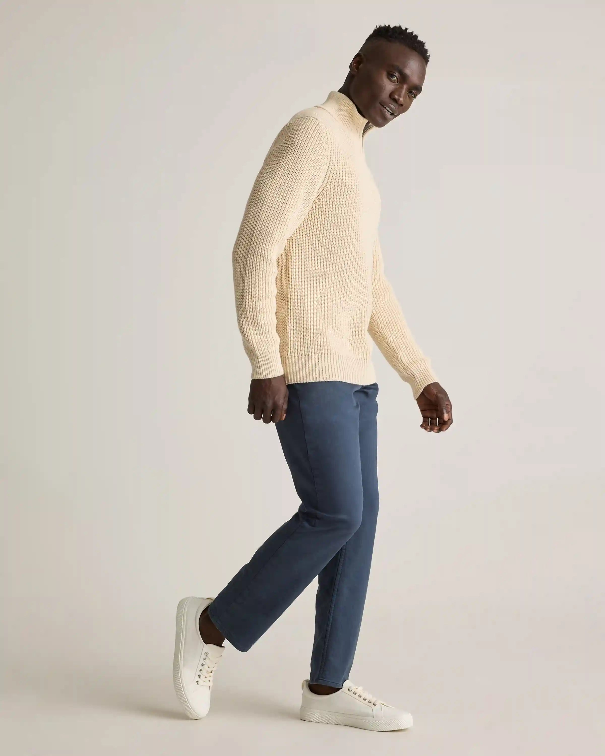 100% Organic Cotton Fisherman Quarter-Zip Sweater