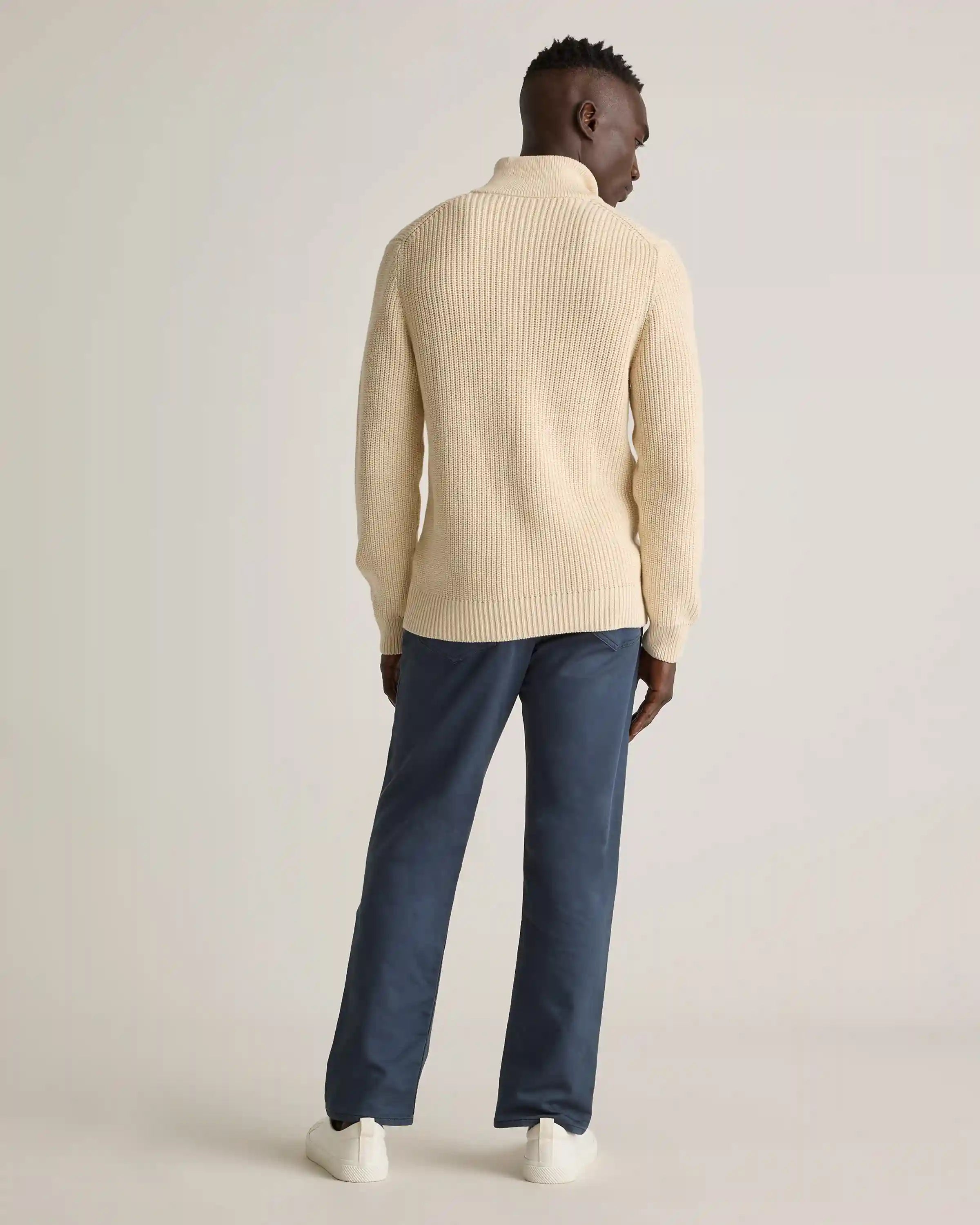 100% Organic Cotton Fisherman Quarter-Zip Sweater