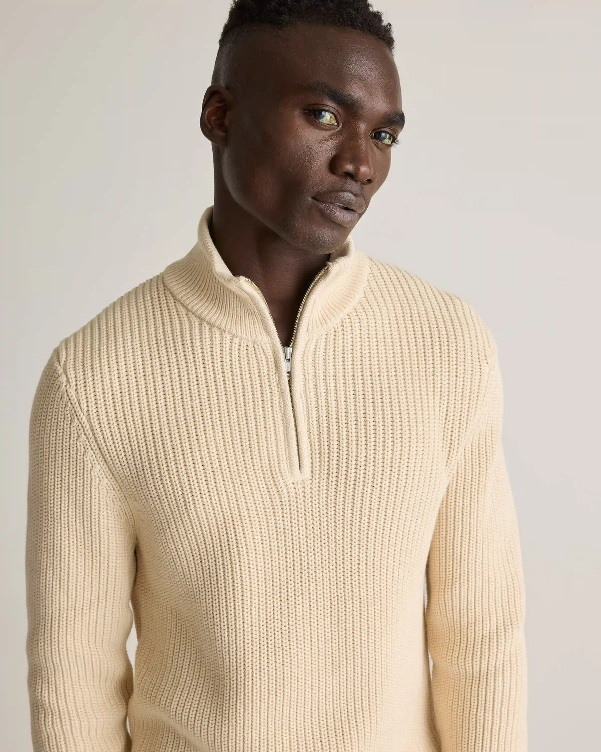 100% Organic Cotton Fisherman Quarter-Zip Sweater