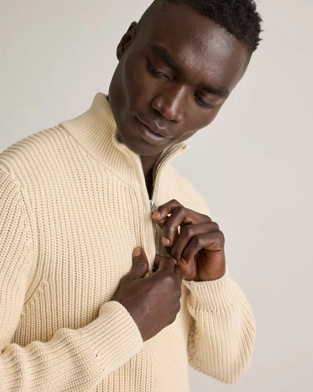 100% Organic Cotton Fisherman Quarter-Zip Sweater