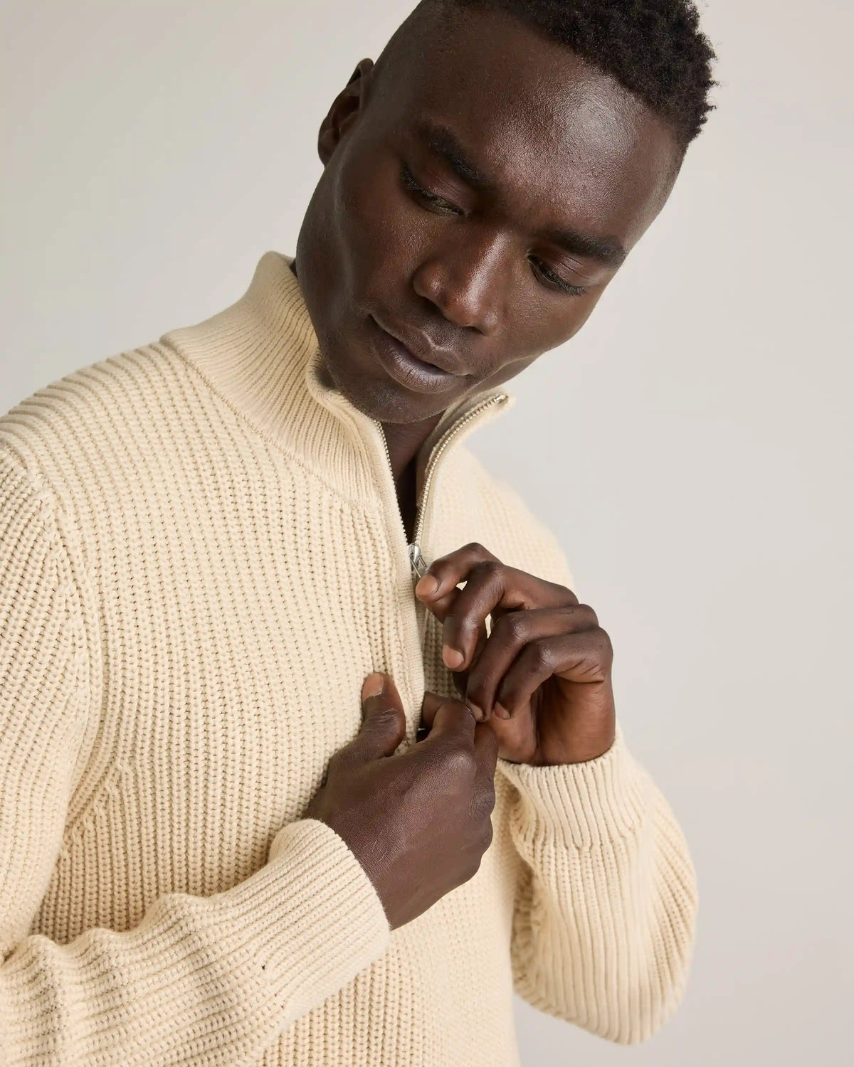 100% Organic Cotton Fisherman Quarter-Zip Sweater