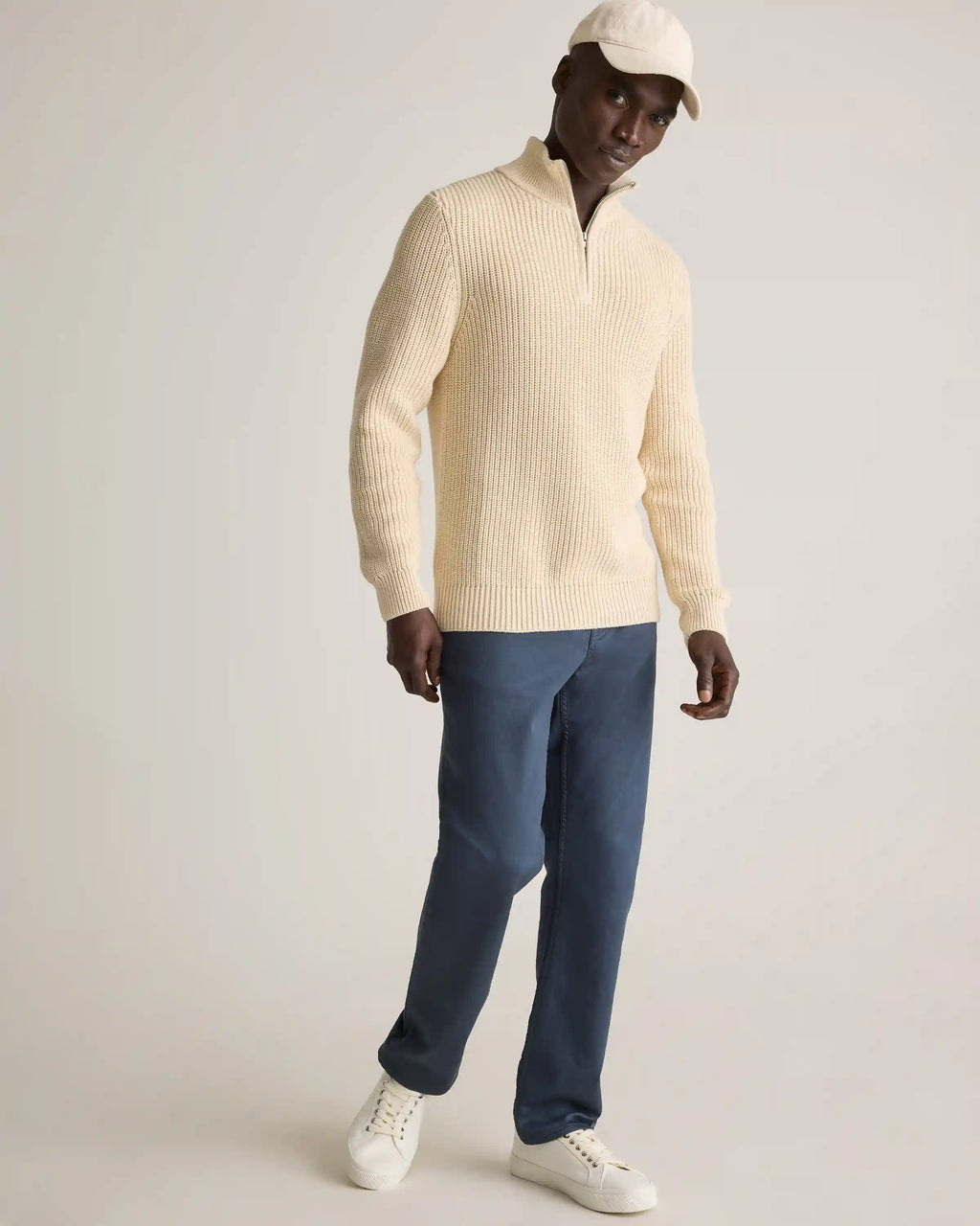 100% Organic Cotton Fisherman Quarter-Zip Sweater