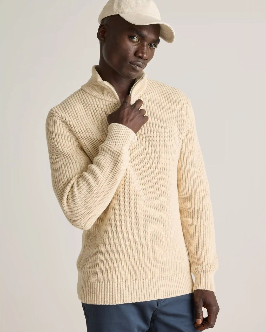 100% Organic Cotton Fisherman Quarter-Zip Sweater