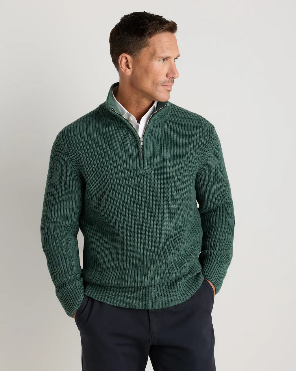 100% Organic Cotton Fisherman Quarter-Zip Sweater