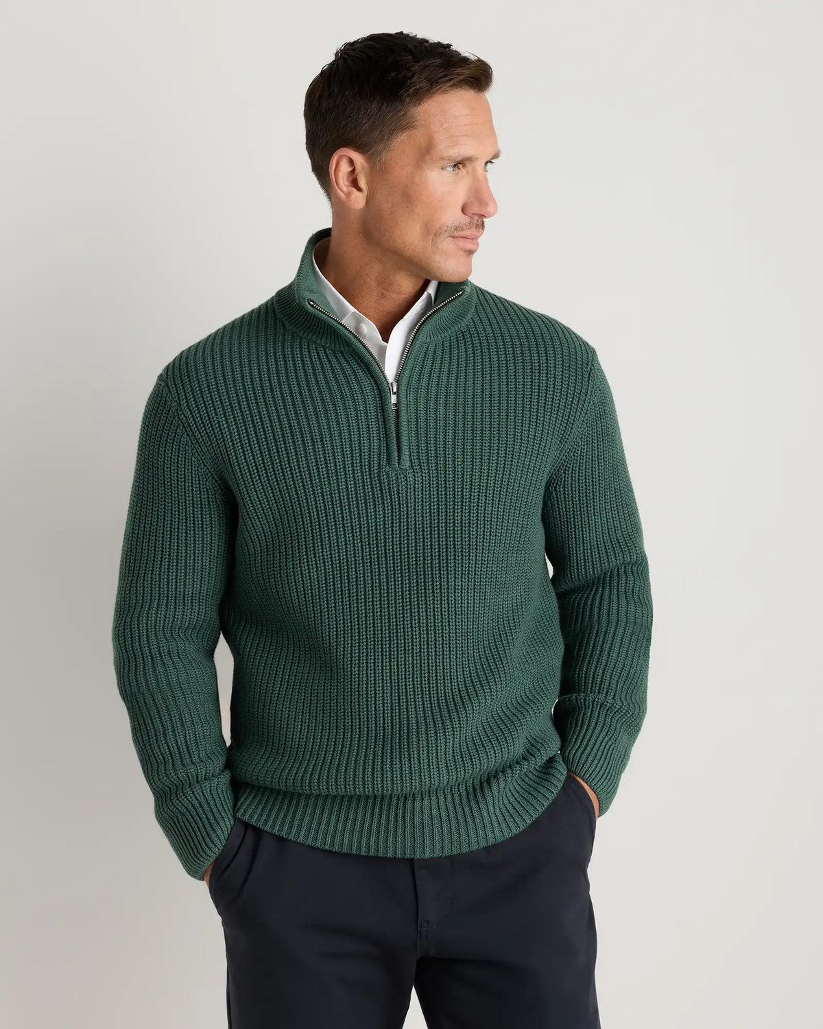 100% Organic Cotton Fisherman Quarter-Zip Sweater