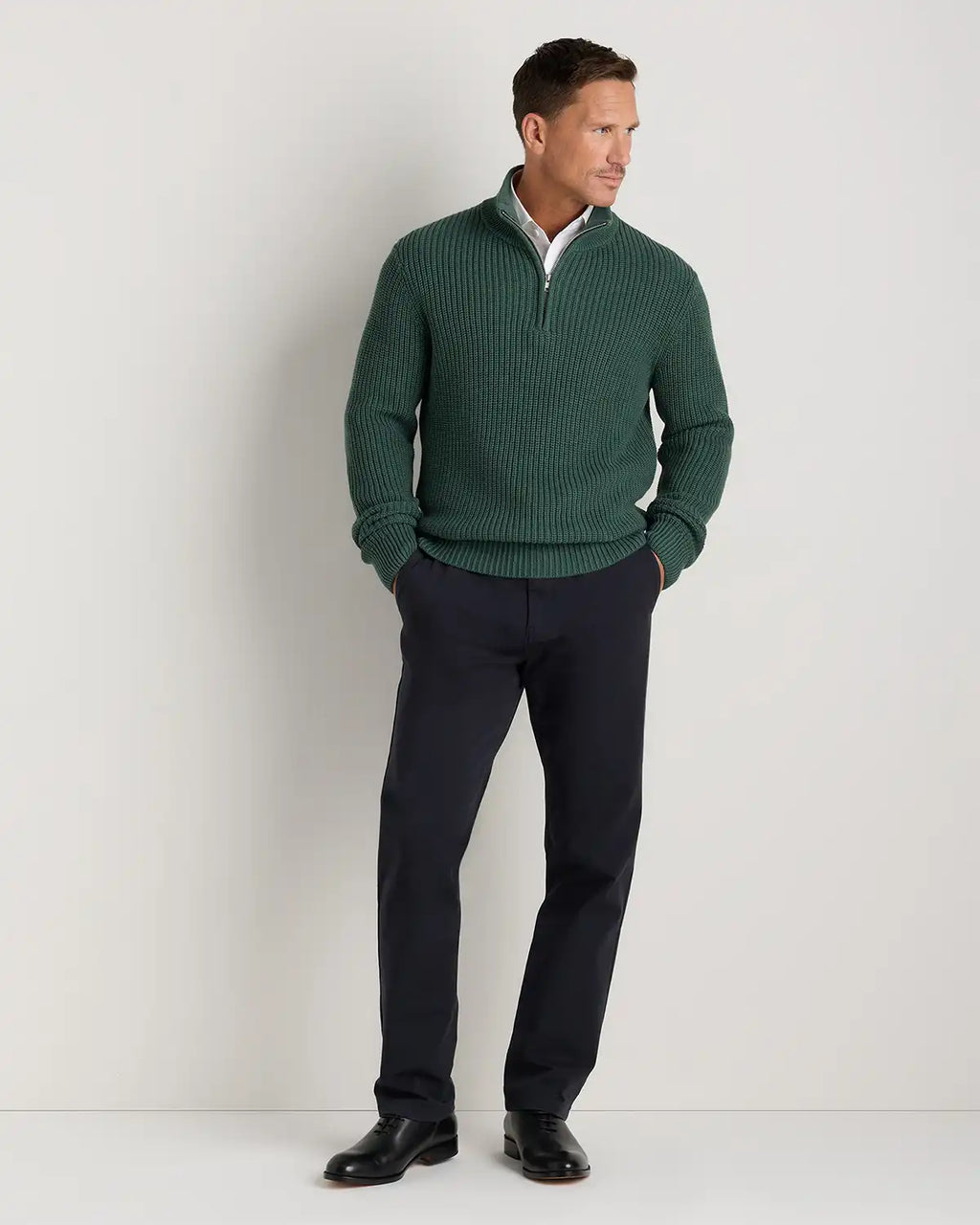 100% Organic Cotton Fisherman Quarter-Zip Sweater