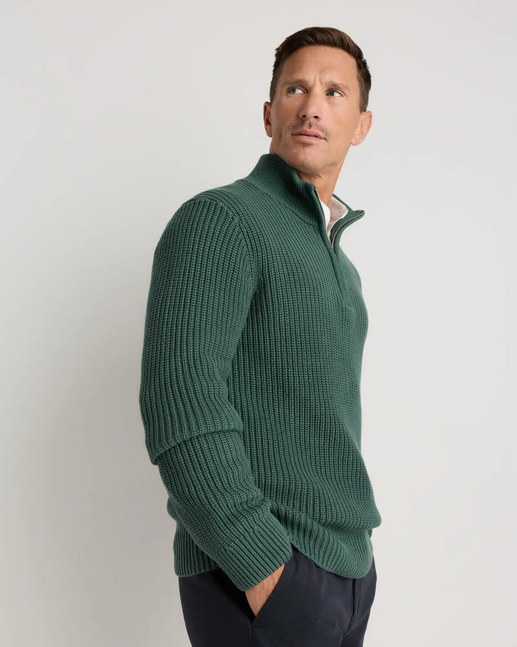 100% Organic Cotton Fisherman Quarter-Zip Sweater