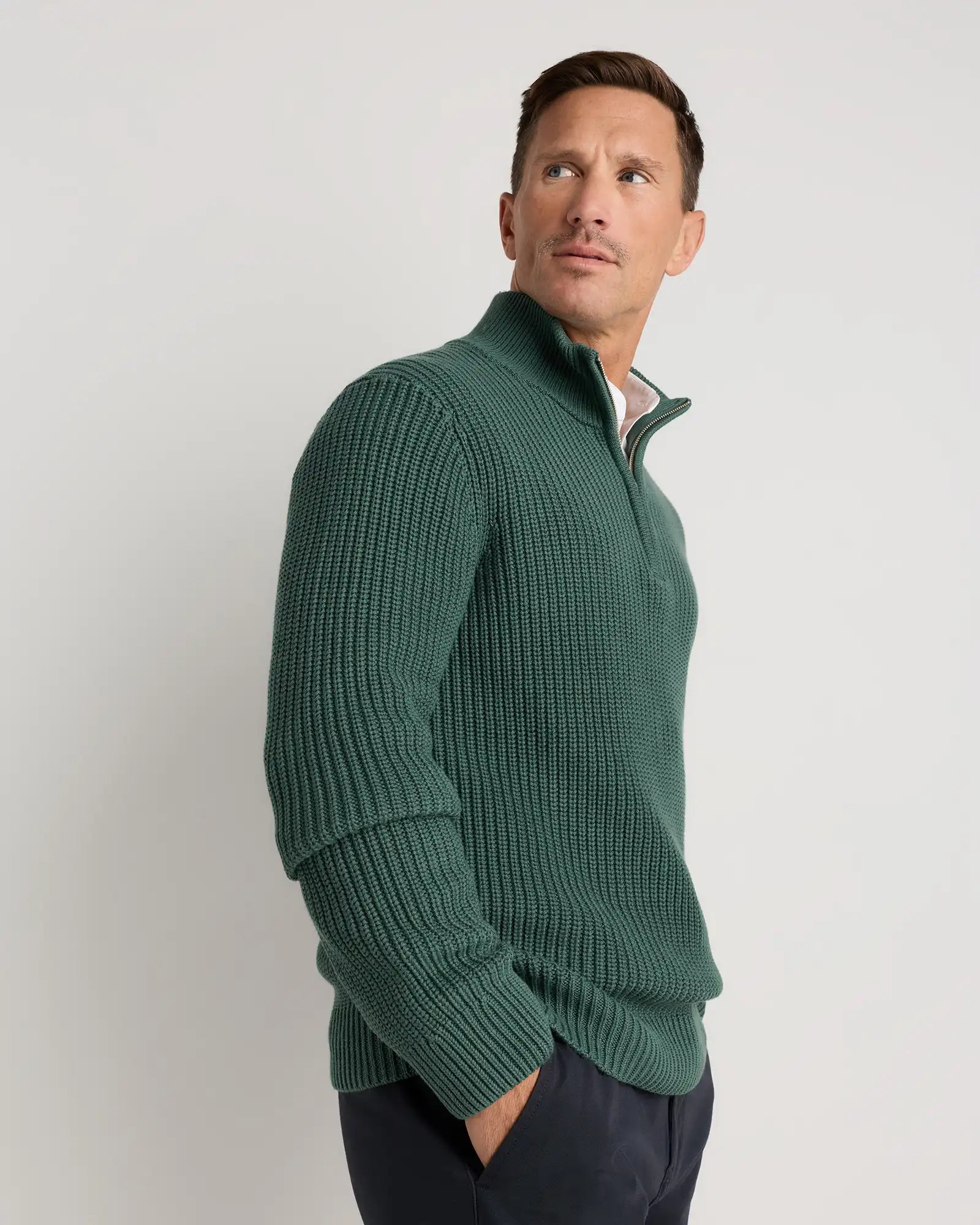 100% Organic Cotton Fisherman Quarter-Zip Sweater