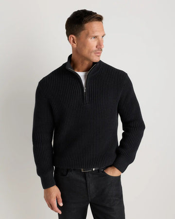 100% Organic Cotton Fisherman Quarter-Zip Sweater