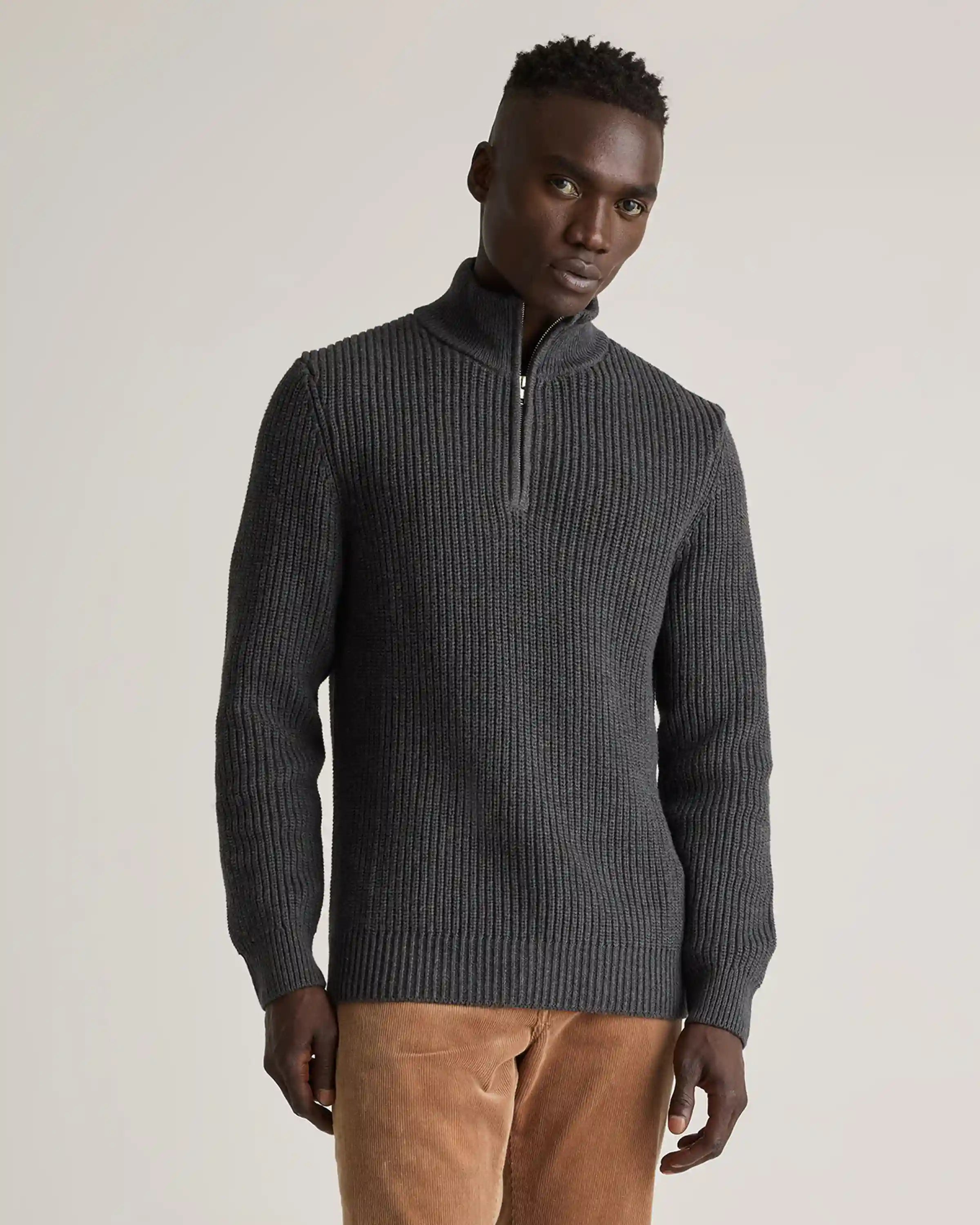 100% Organic Cotton Fisherman Quarter-Zip Sweater