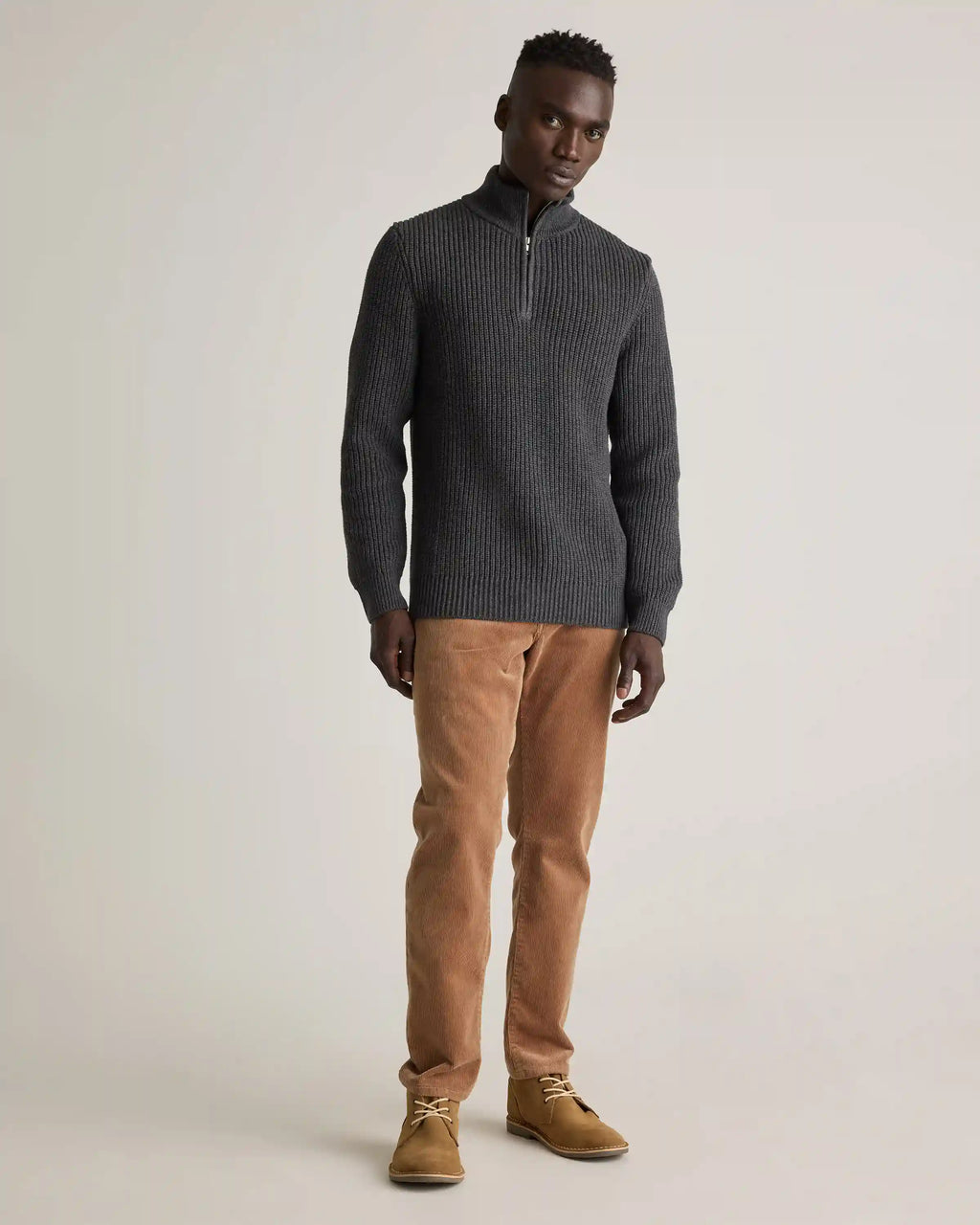 100% Organic Cotton Fisherman Quarter-Zip Sweater