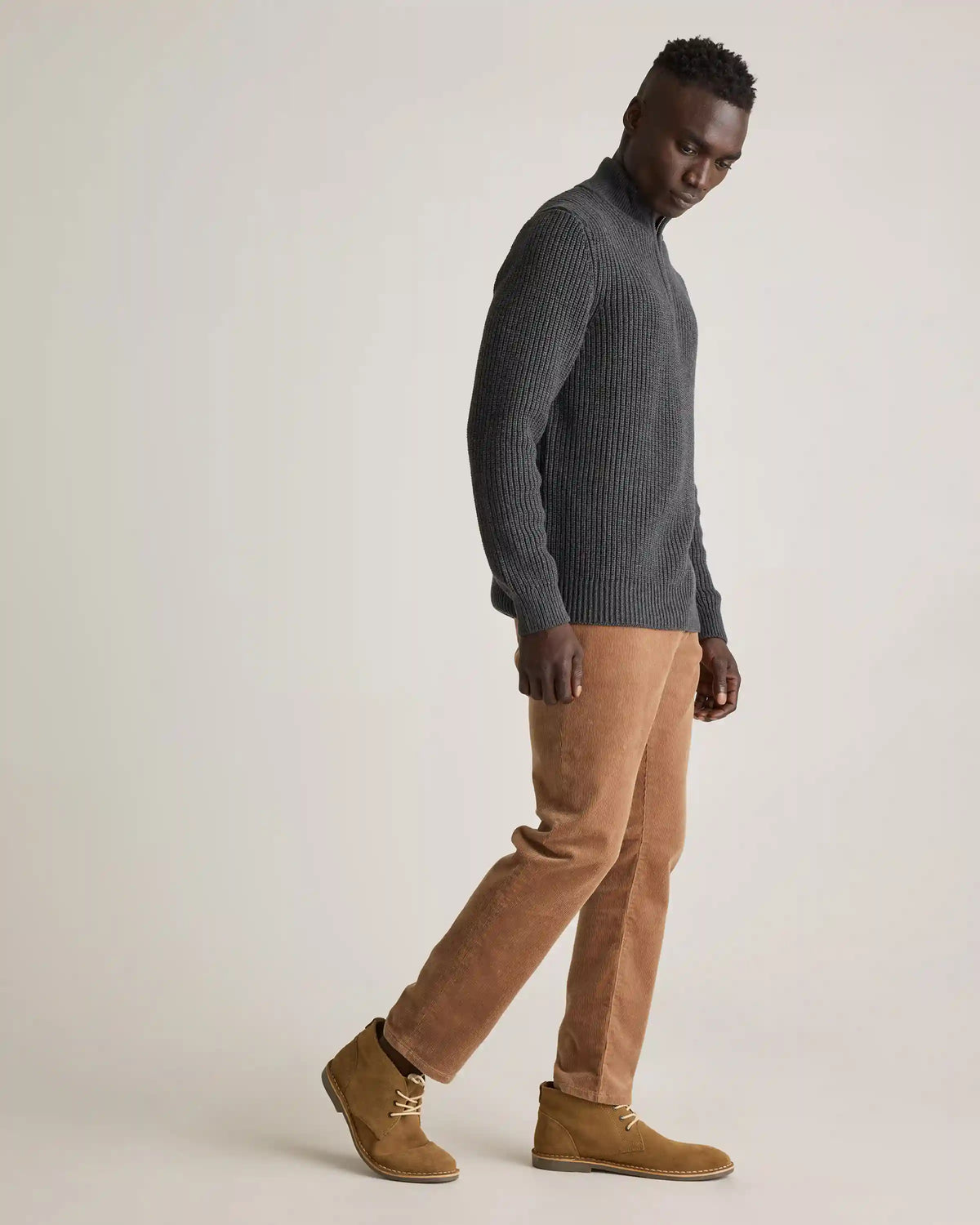 100% Organic Cotton Fisherman Quarter-Zip Sweater