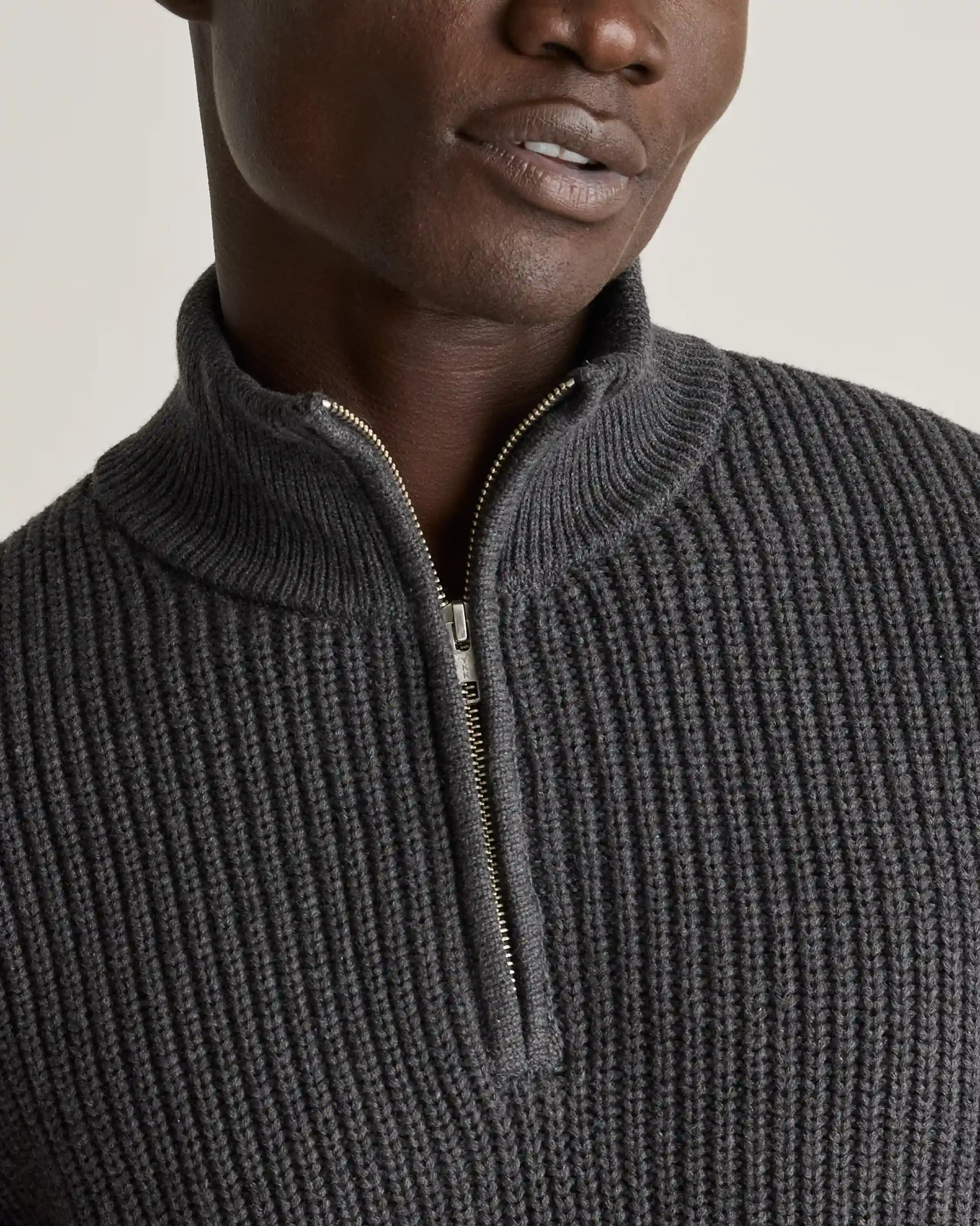 100% Organic Cotton Fisherman Quarter-Zip Sweater
